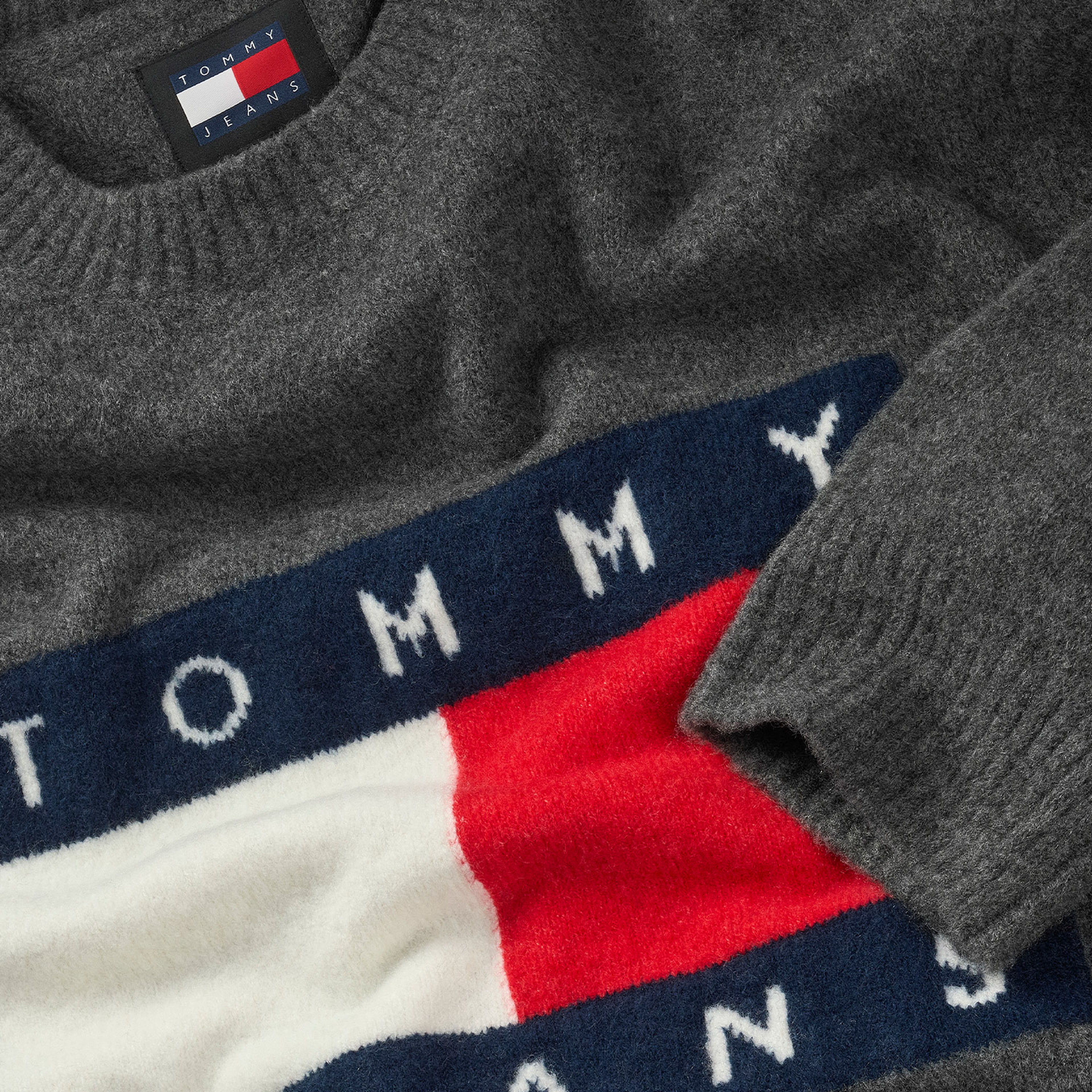 Tommy Jeans Erkek Gri Triko