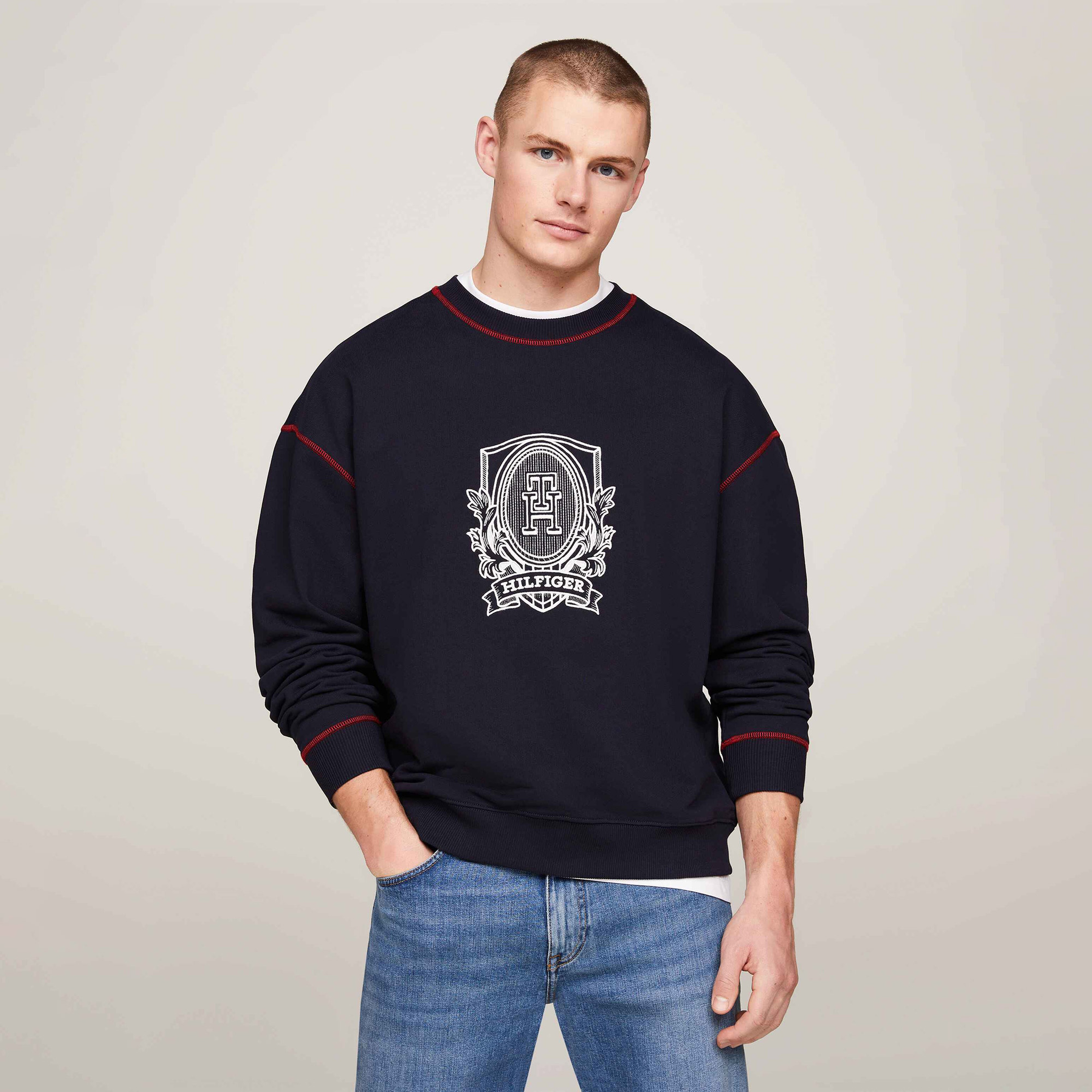 Tommy Hilfiger Erkek Mavi Sweatshirt