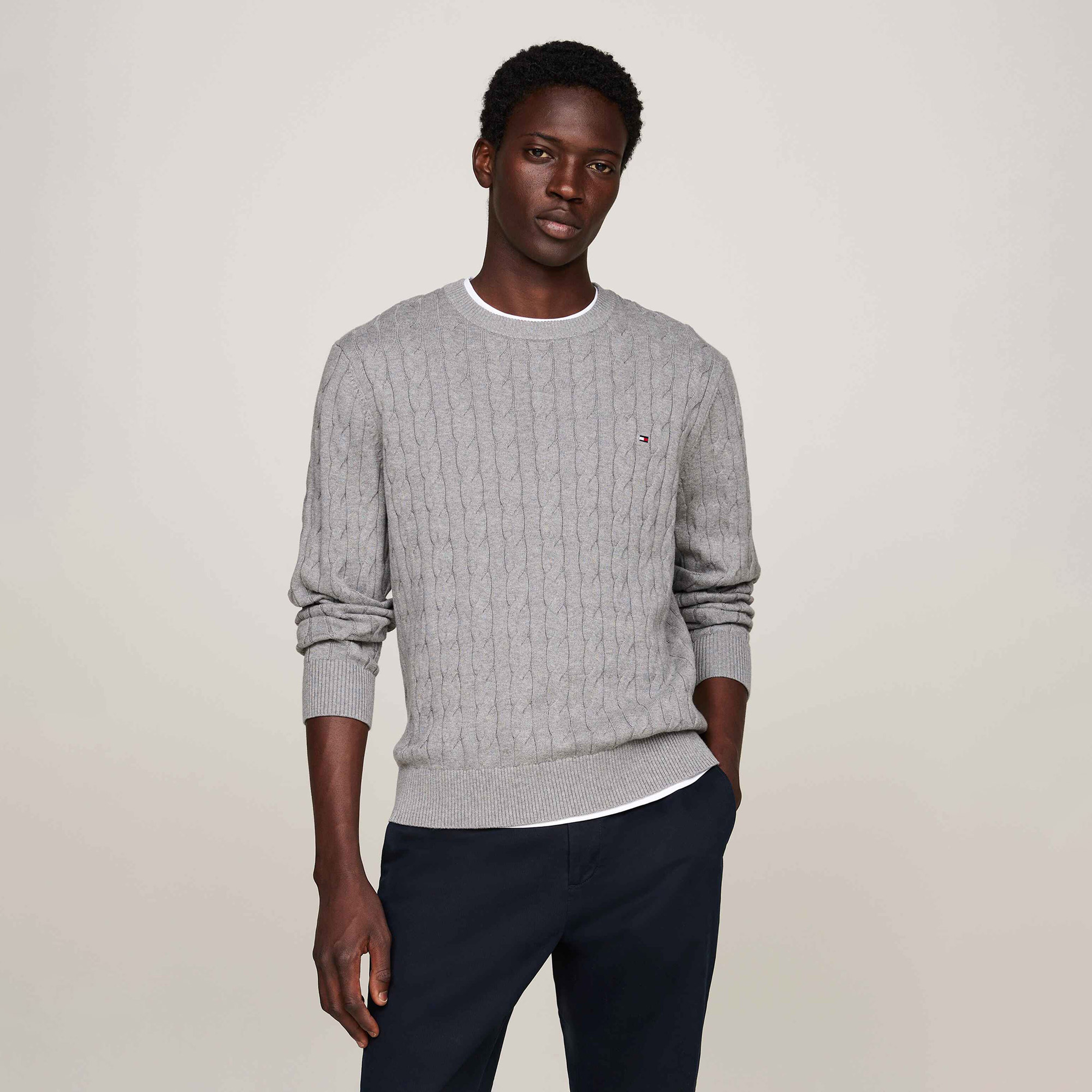 Tommy Hilfiger Erkek Gri Triko