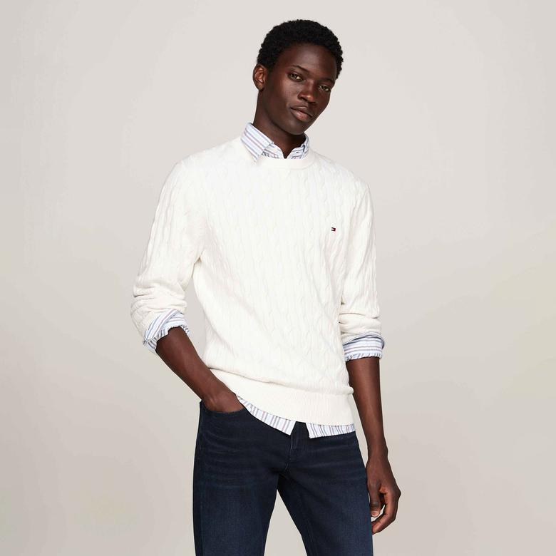 Tommy Hilfiger Erkek Beyaz Triko