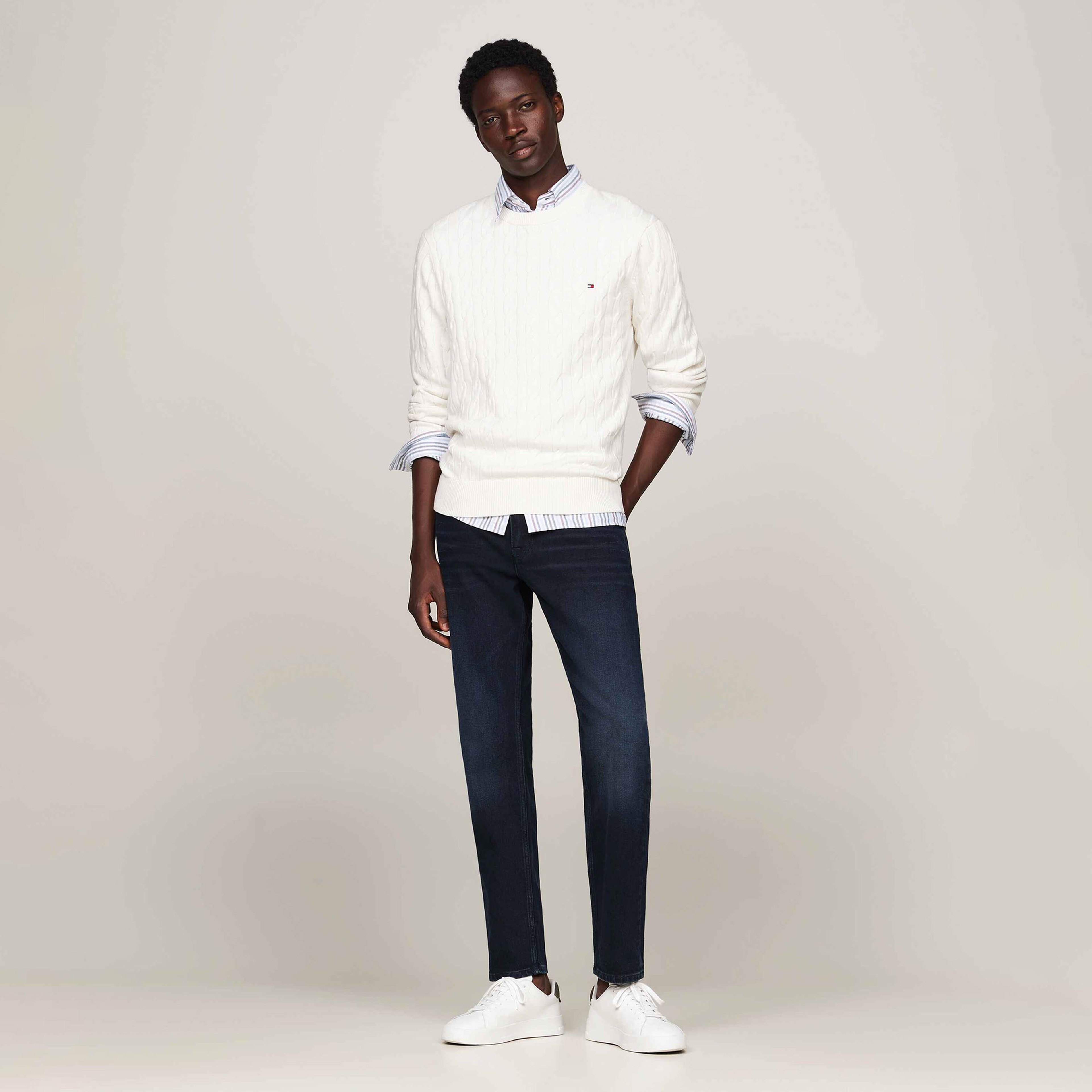 Tommy Hilfiger Erkek Beyaz Triko