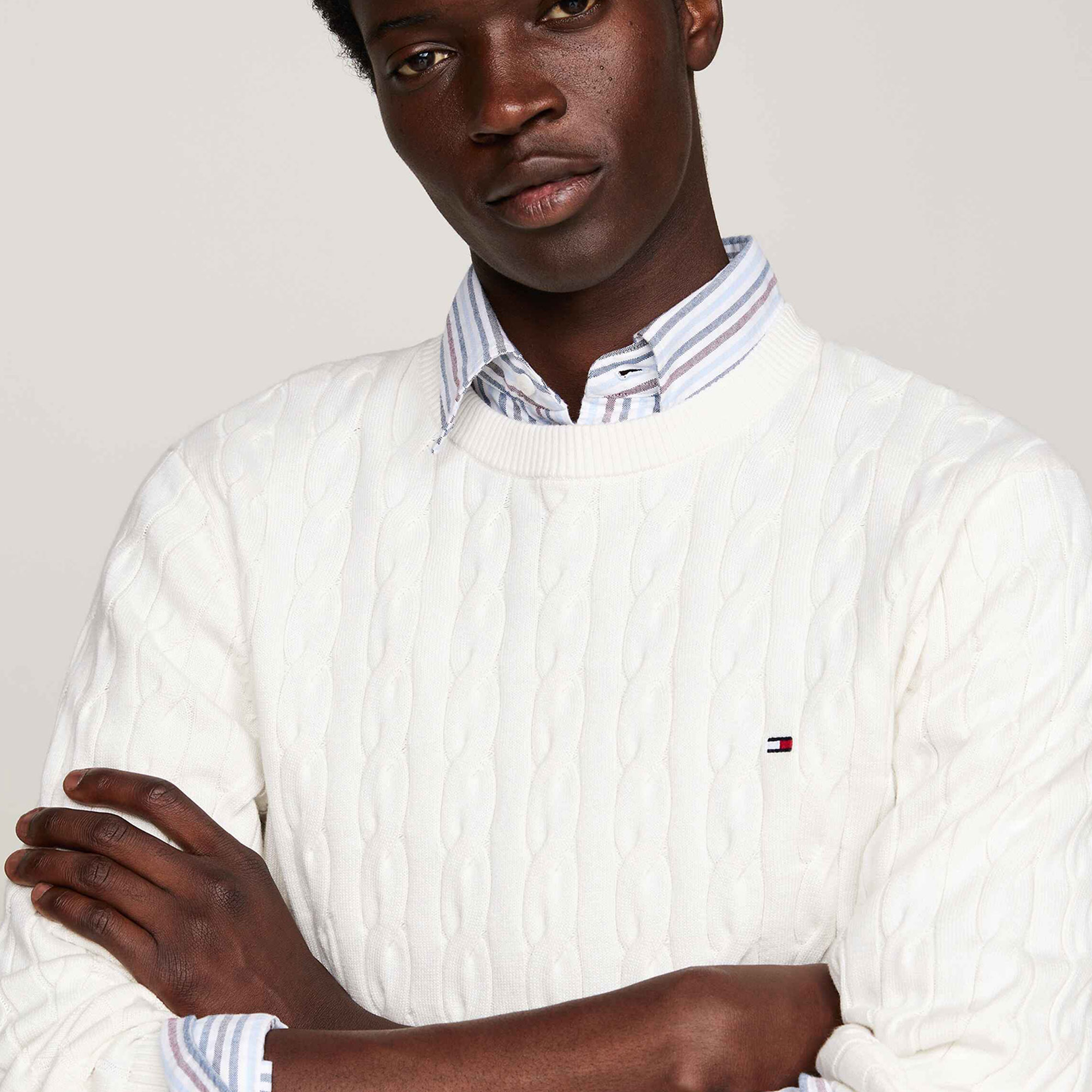 Tommy Hilfiger Erkek Beyaz Triko