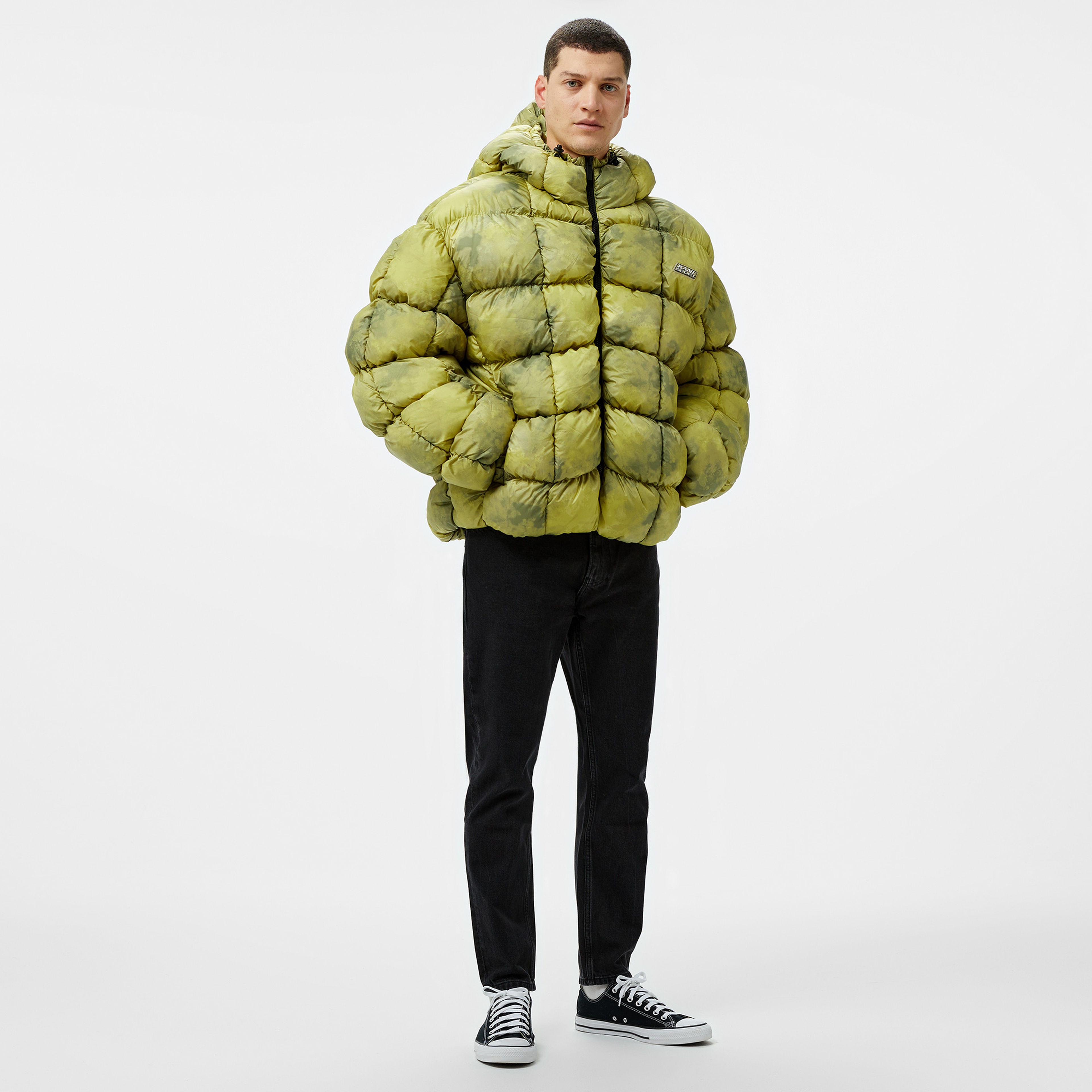 Karl Kani Sport Patch Square Quilted Tie Dye Puffer Erkek Yeşil Mont