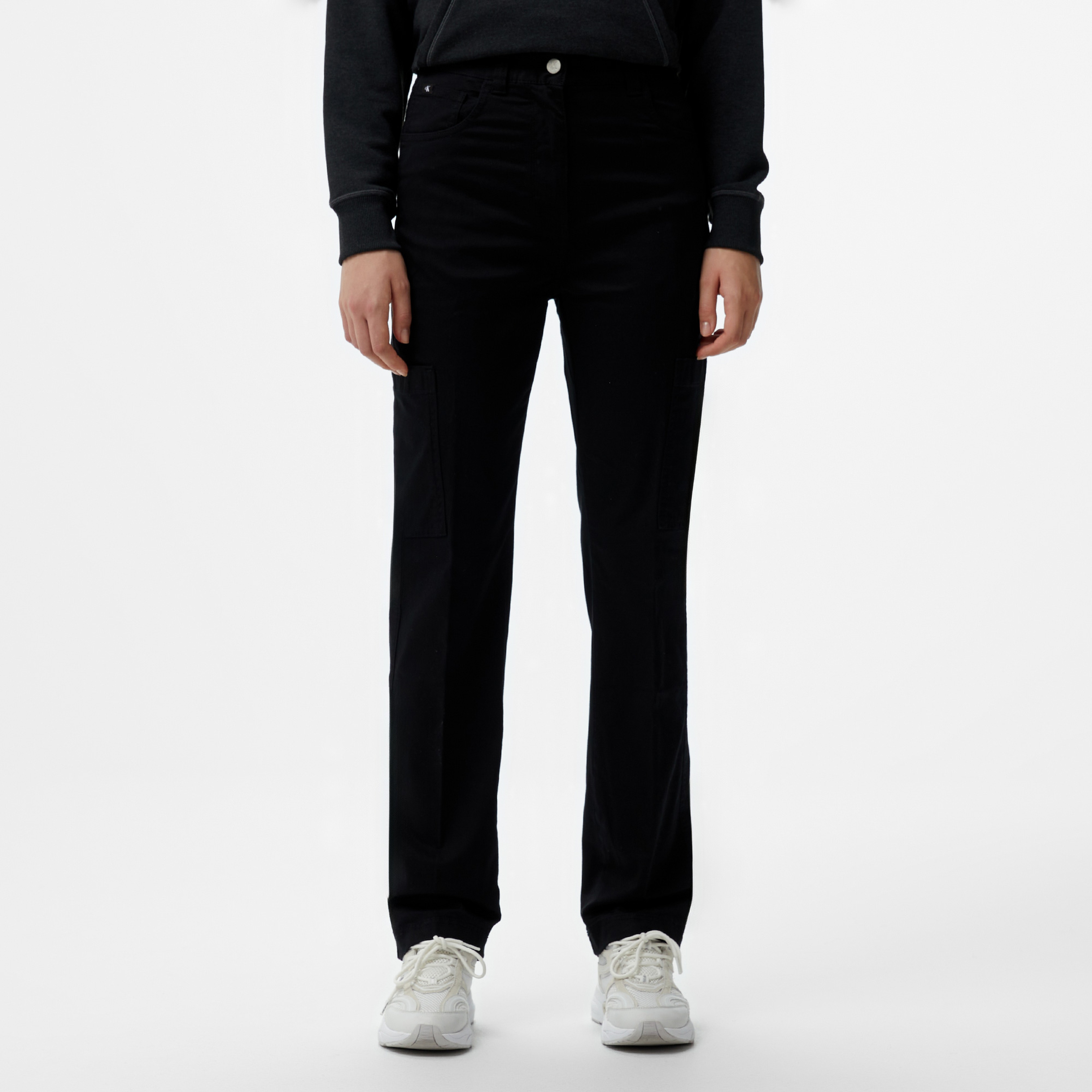 Calvin Klein Jeans Woven Label Straight Kadın Siyah Chino Pantolon