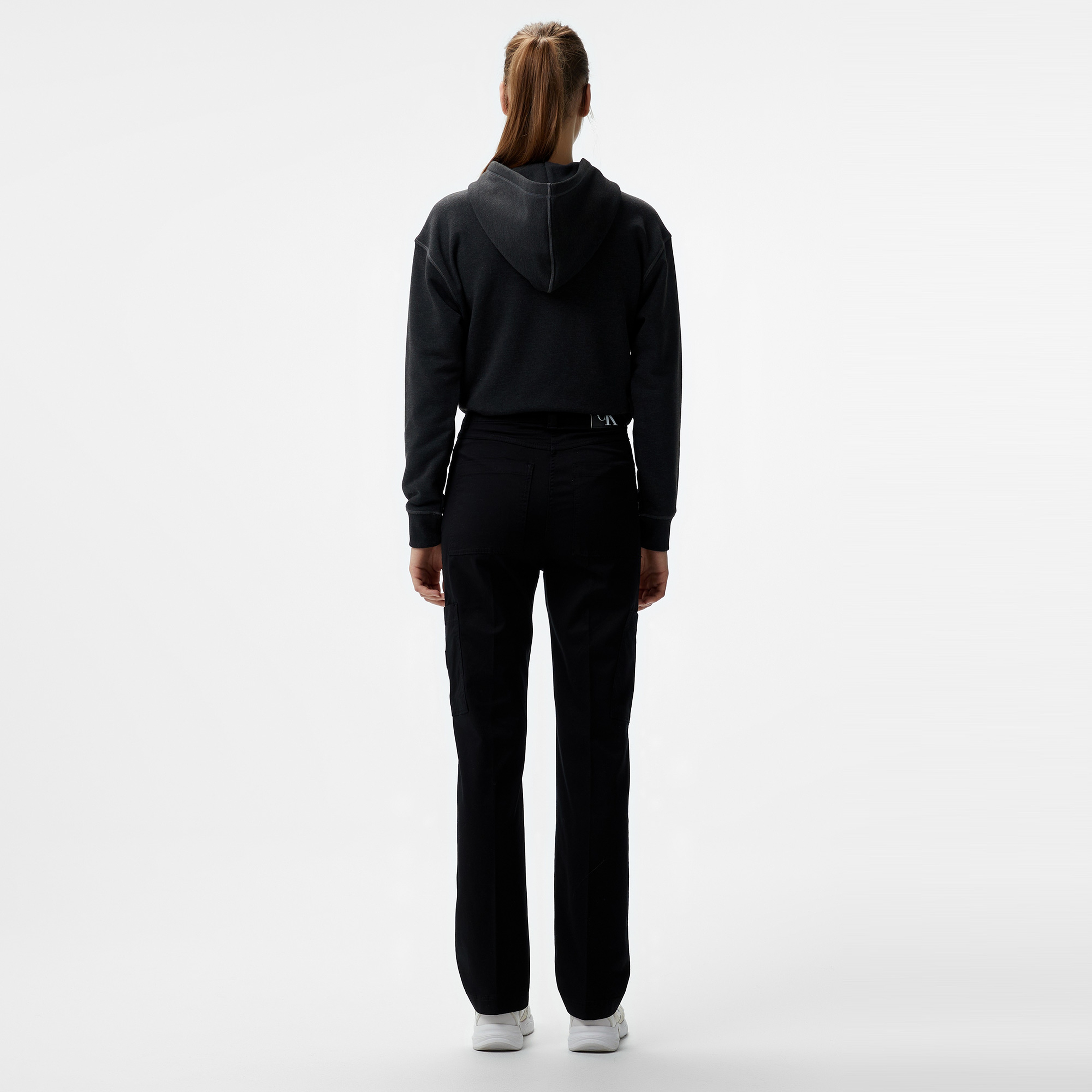 Calvin Klein Jeans Woven Label Straight Kadın Siyah Chino Pantolon