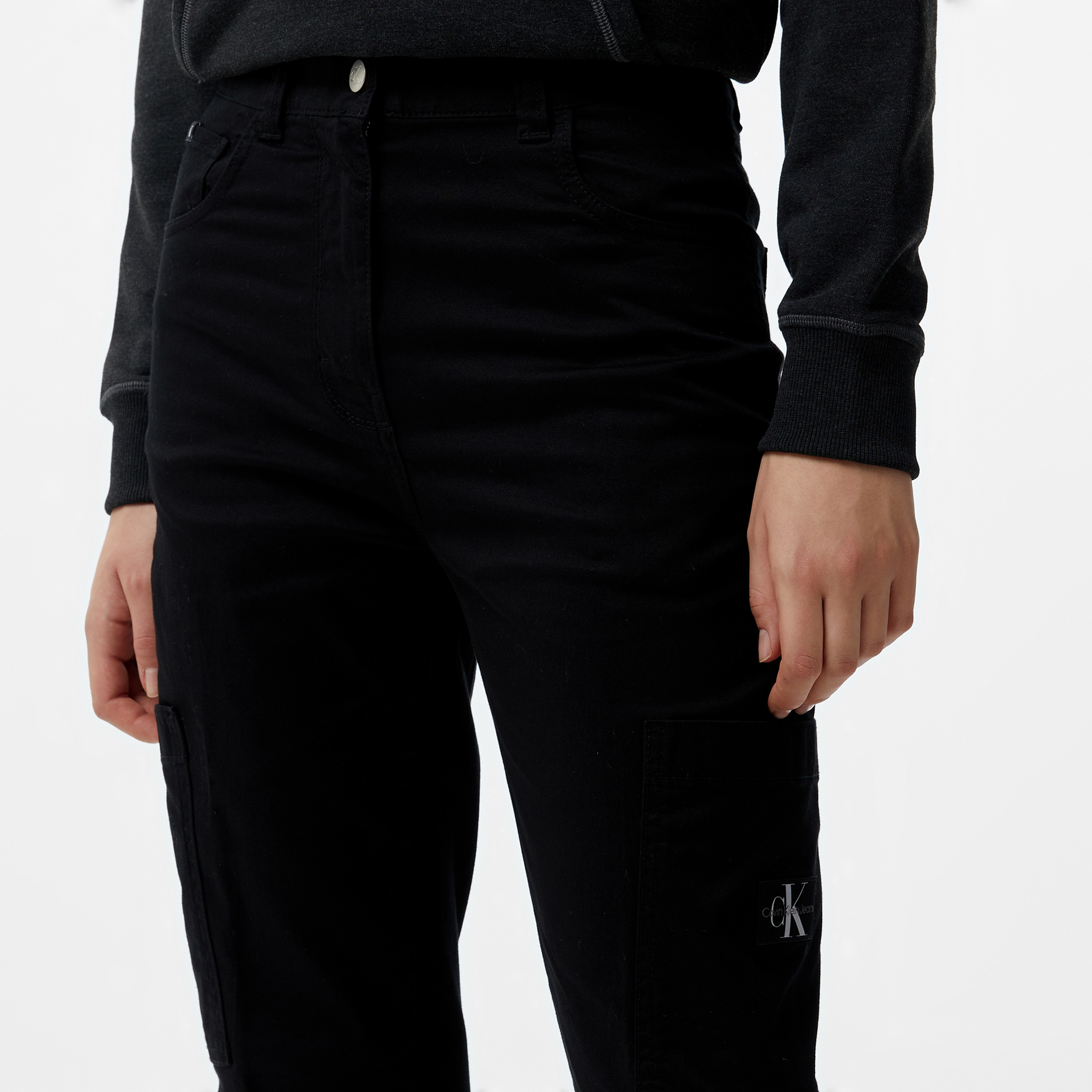 Calvin Klein Jeans Woven Label Straight Kadın Siyah Chino Pantolon