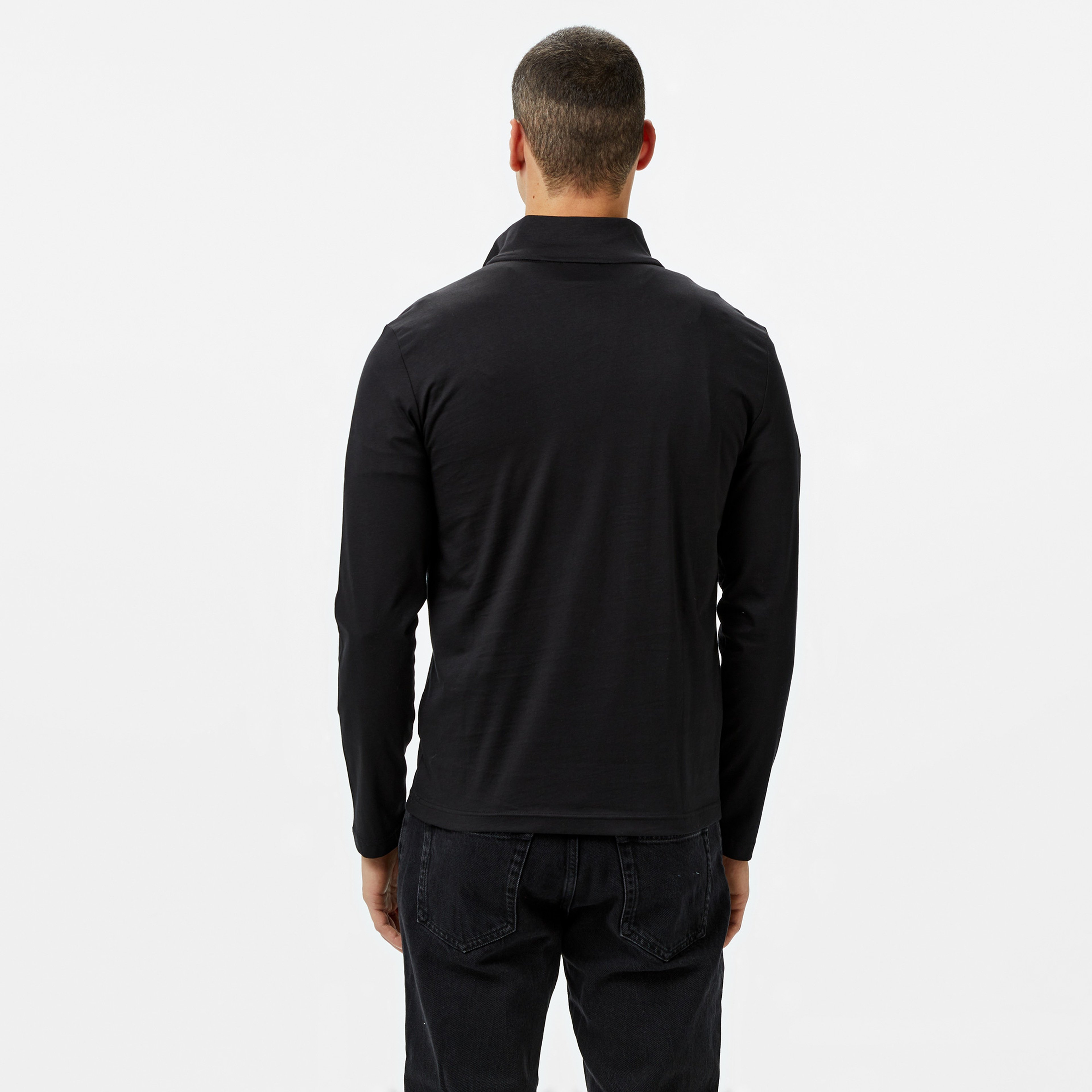 Calvin Klein Smooth Cotton Zip Up Erkek Siyah Kazak