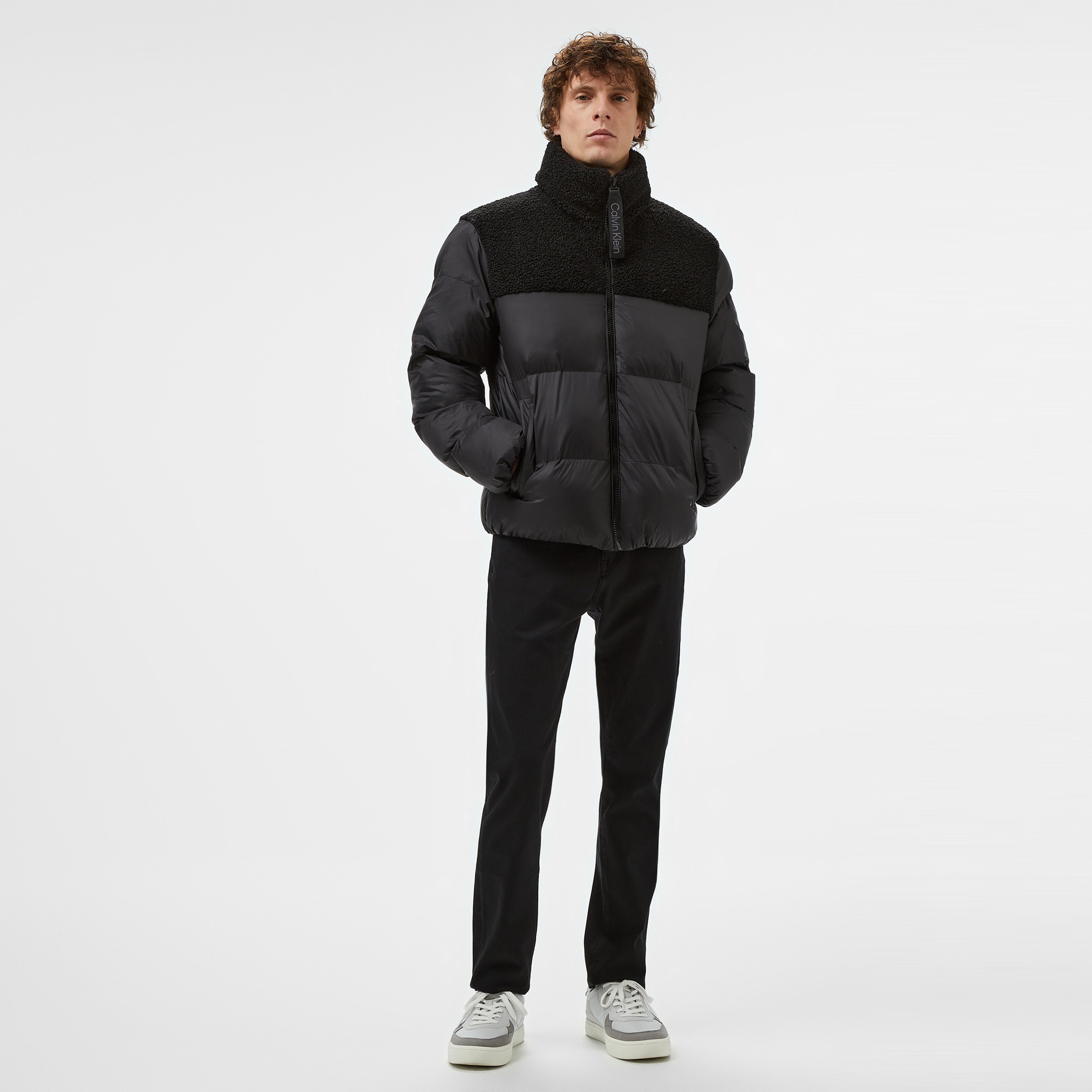 Calvin Klein Jeans Sherpa Puffer Erkek Siyah Mont