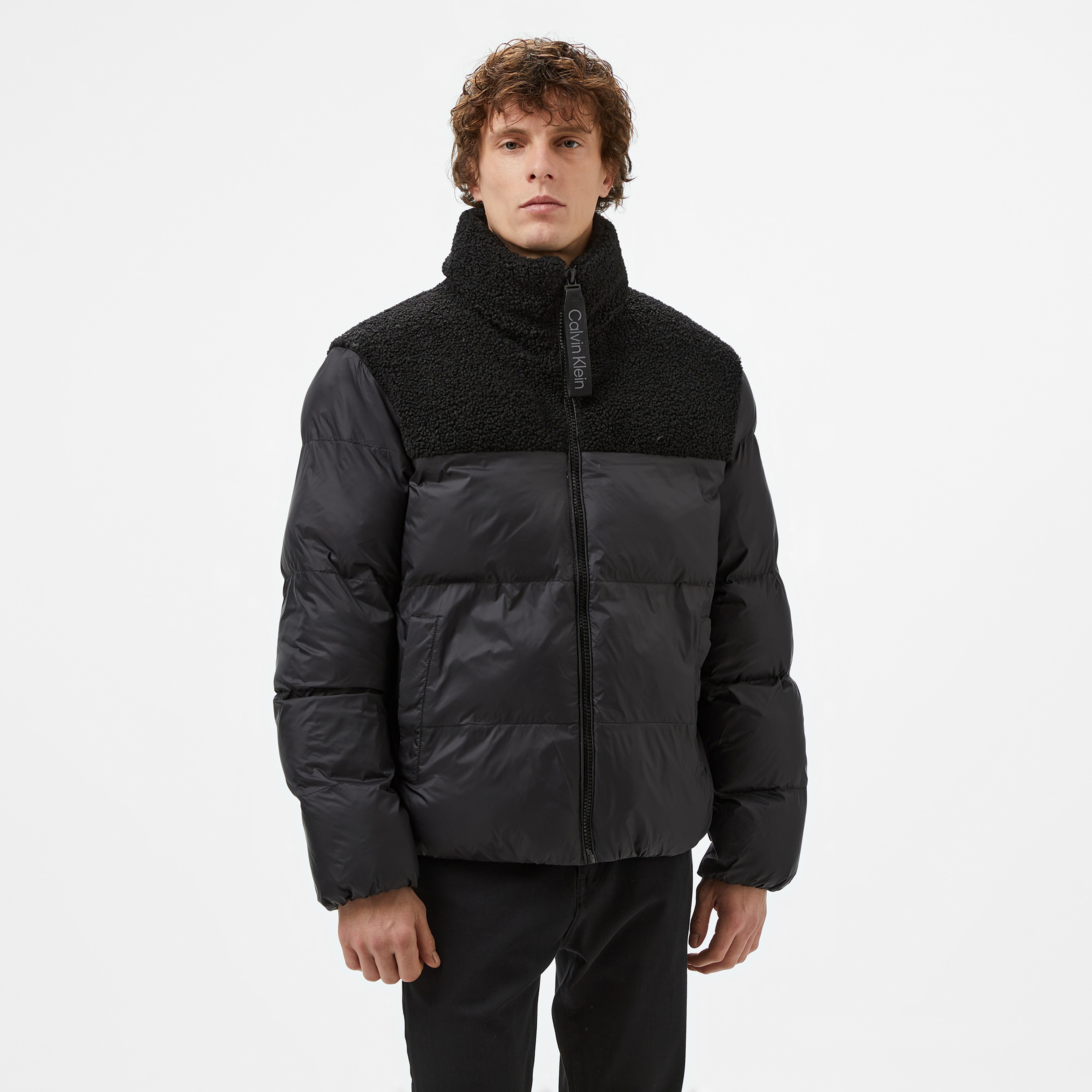 Calvin Klein Jeans Sherpa Puffer Erkek Siyah Mont