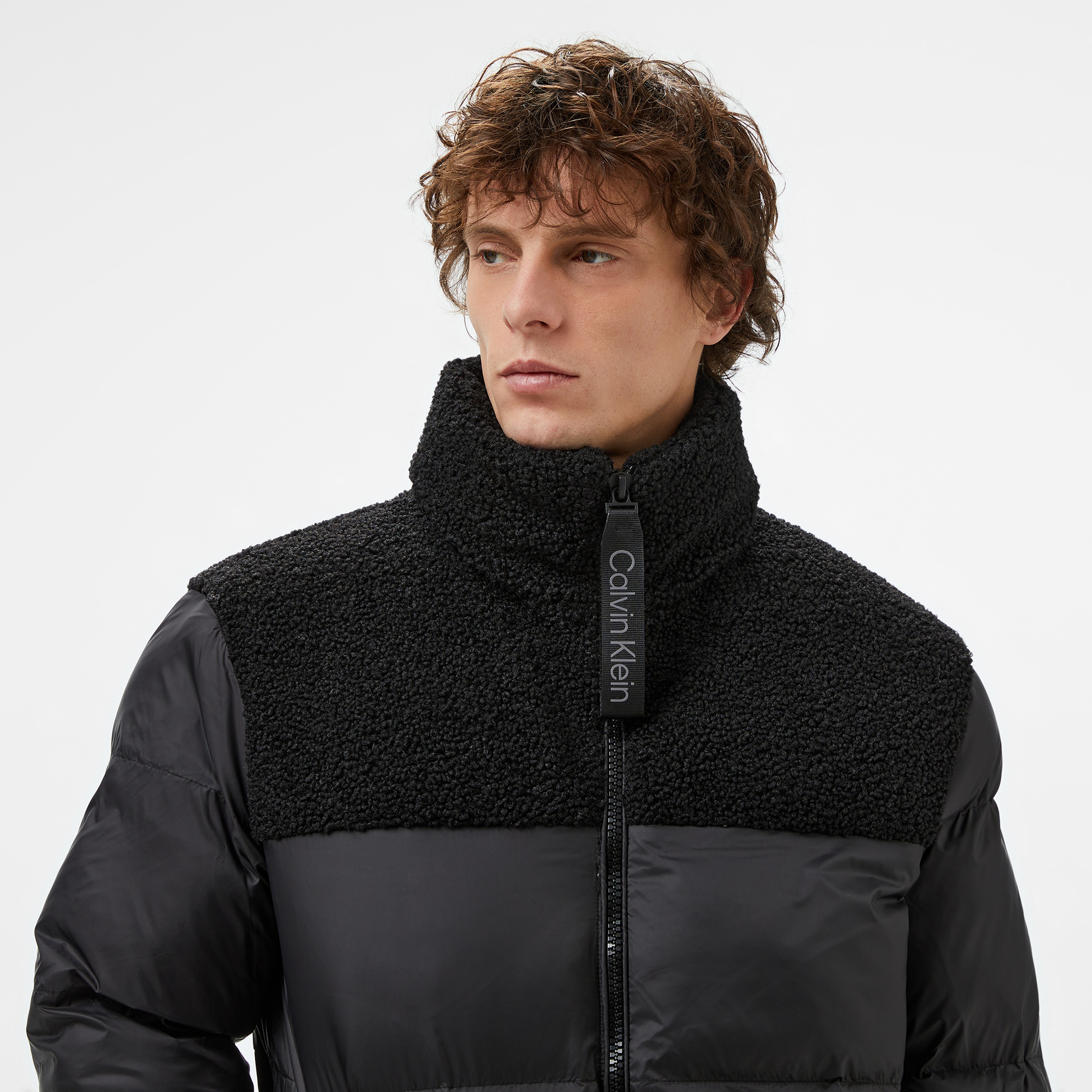 Calvin Klein Jeans Sherpa Puffer Erkek Siyah Mont