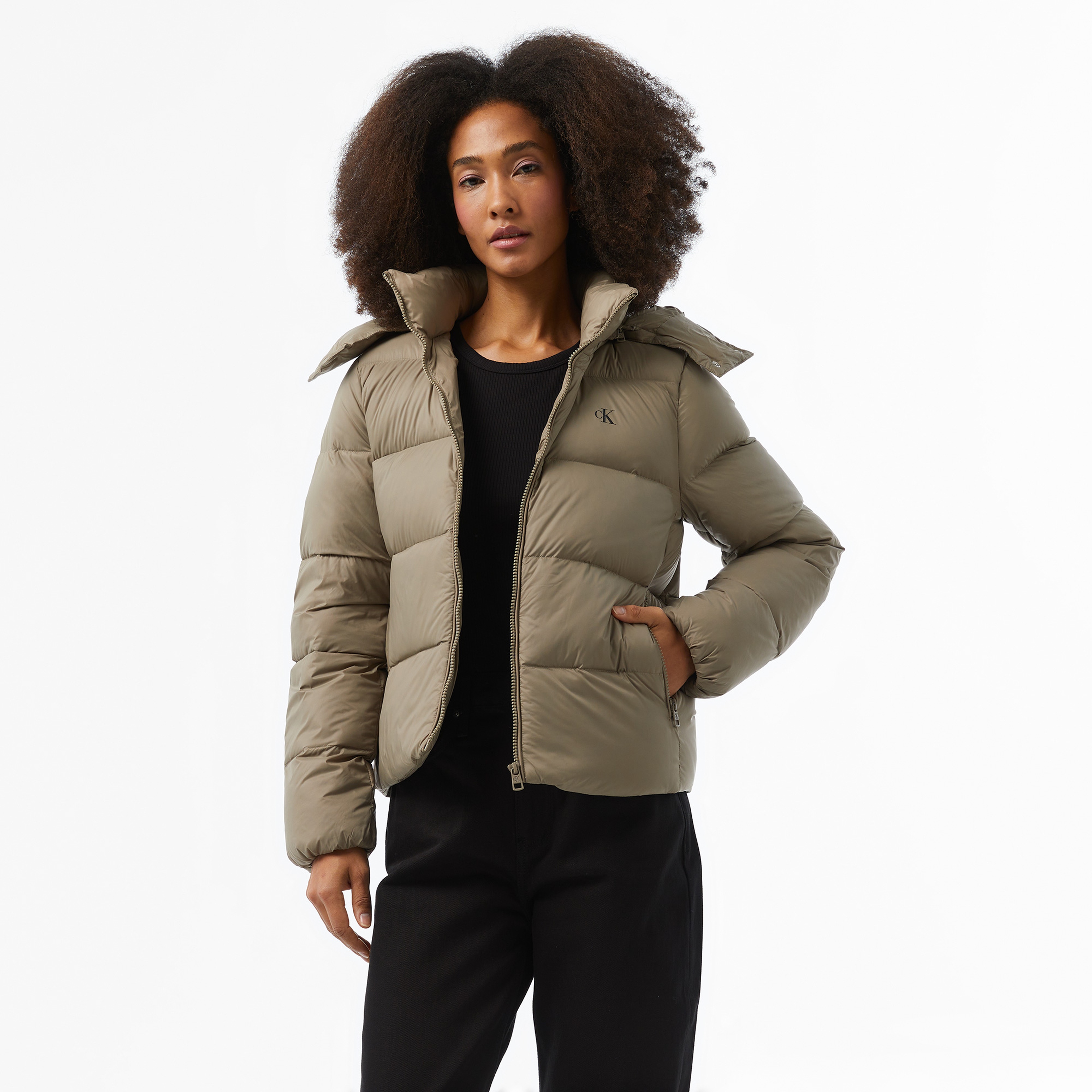 Calvin Klein Jeans Down Short Puffer Kadın Bej Mont