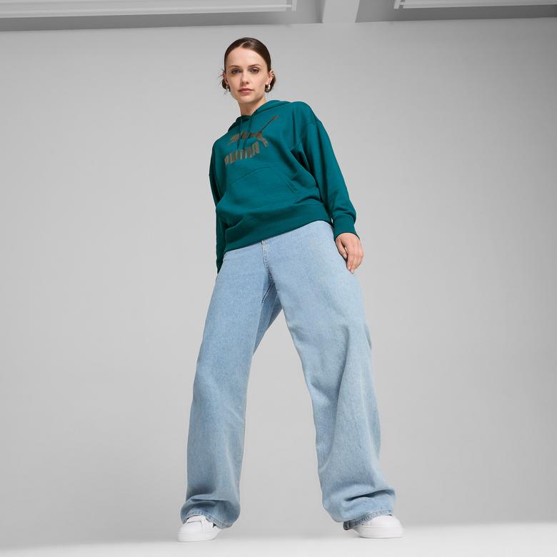 Puma Classics Shiny Logo Kadın Yeşil Sweatshirt