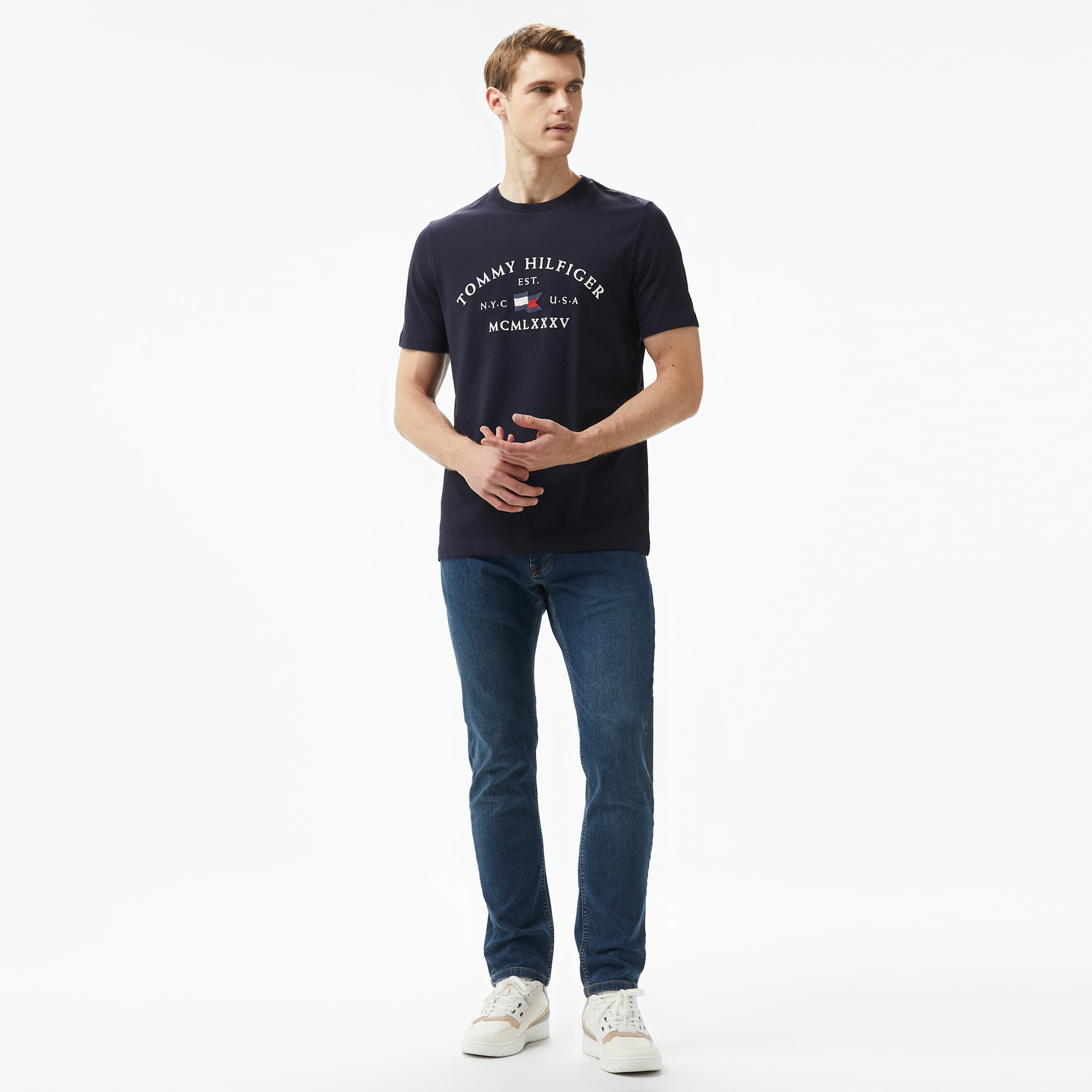 Tommy Hilfiger Erkek Mavi T-Shirt