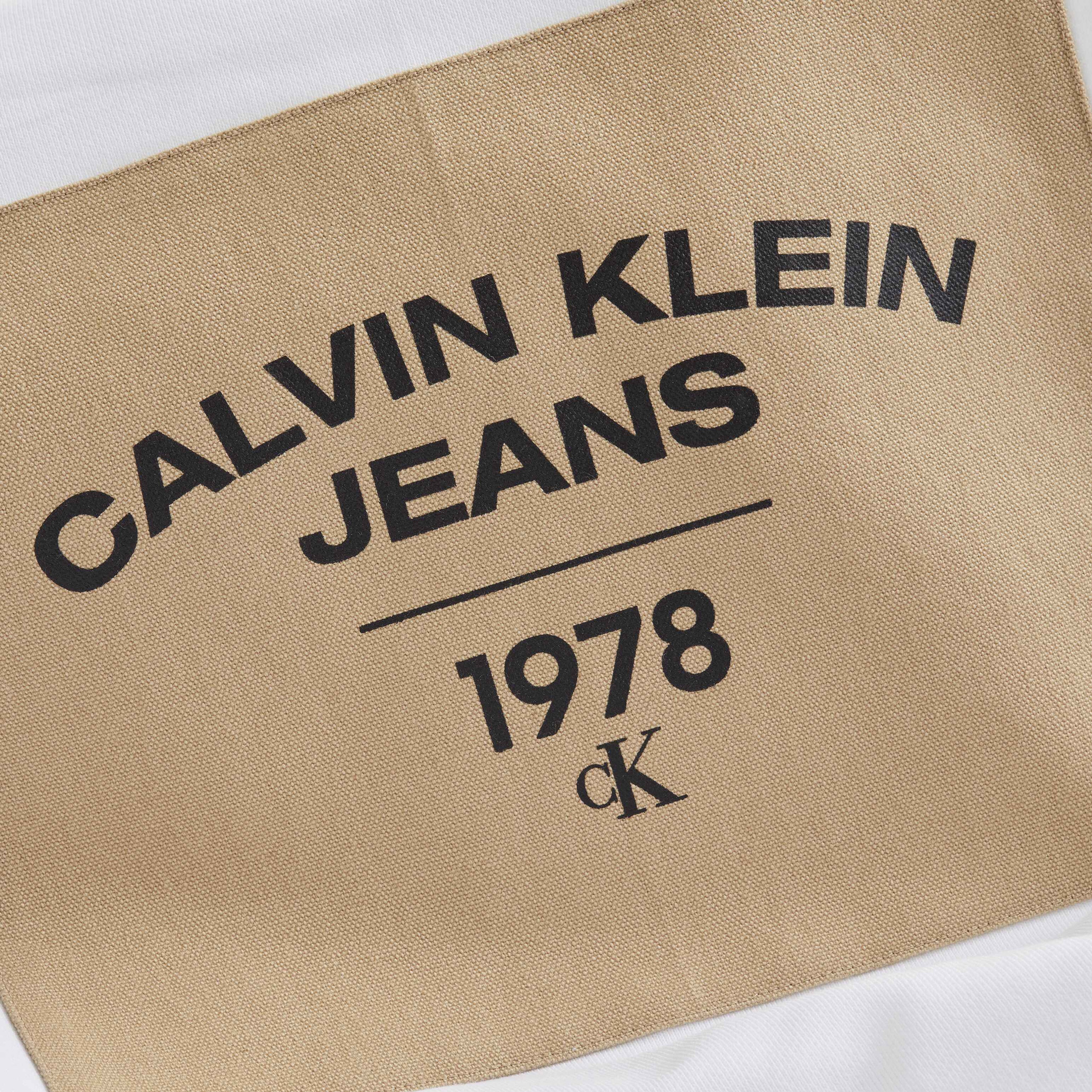 Calvin Klein Canvas Curve Graphic Beyaz Erkek Sweatshirt