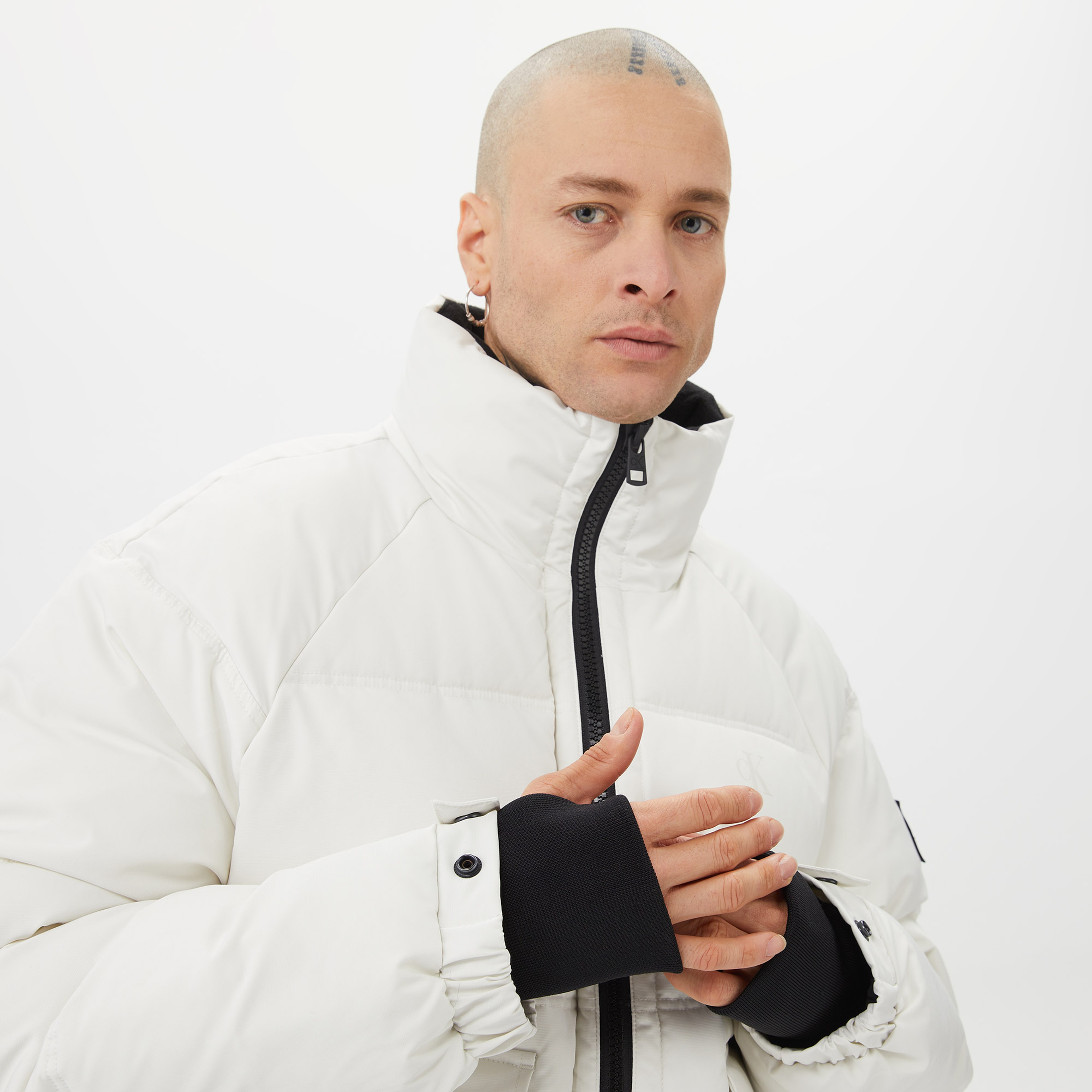 Calvin Klein Jeans Non-Down Technical Parka Erkek Beyaz Mont