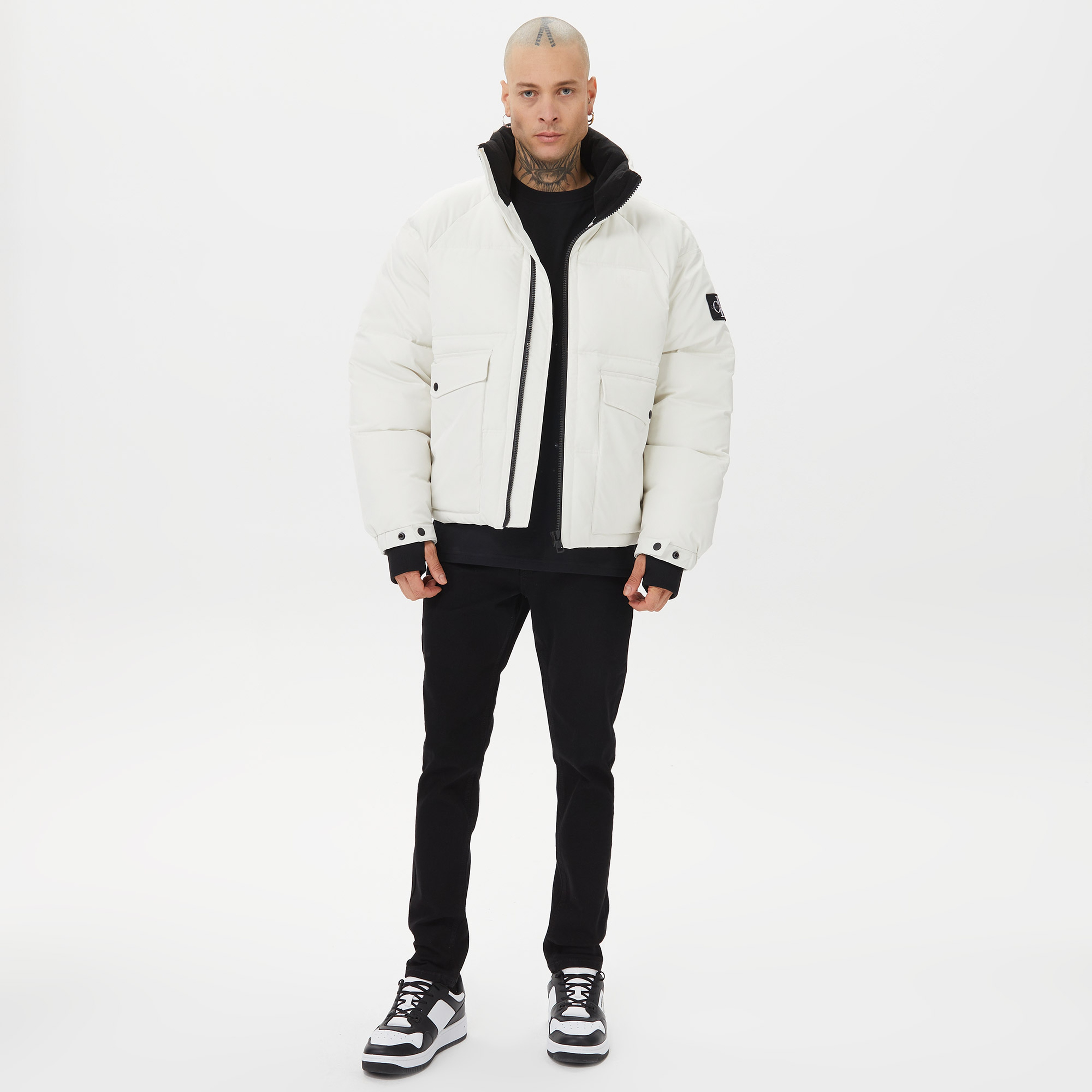 Calvin Klein Jeans Non-Down Technical Parka Erkek Beyaz Mont
