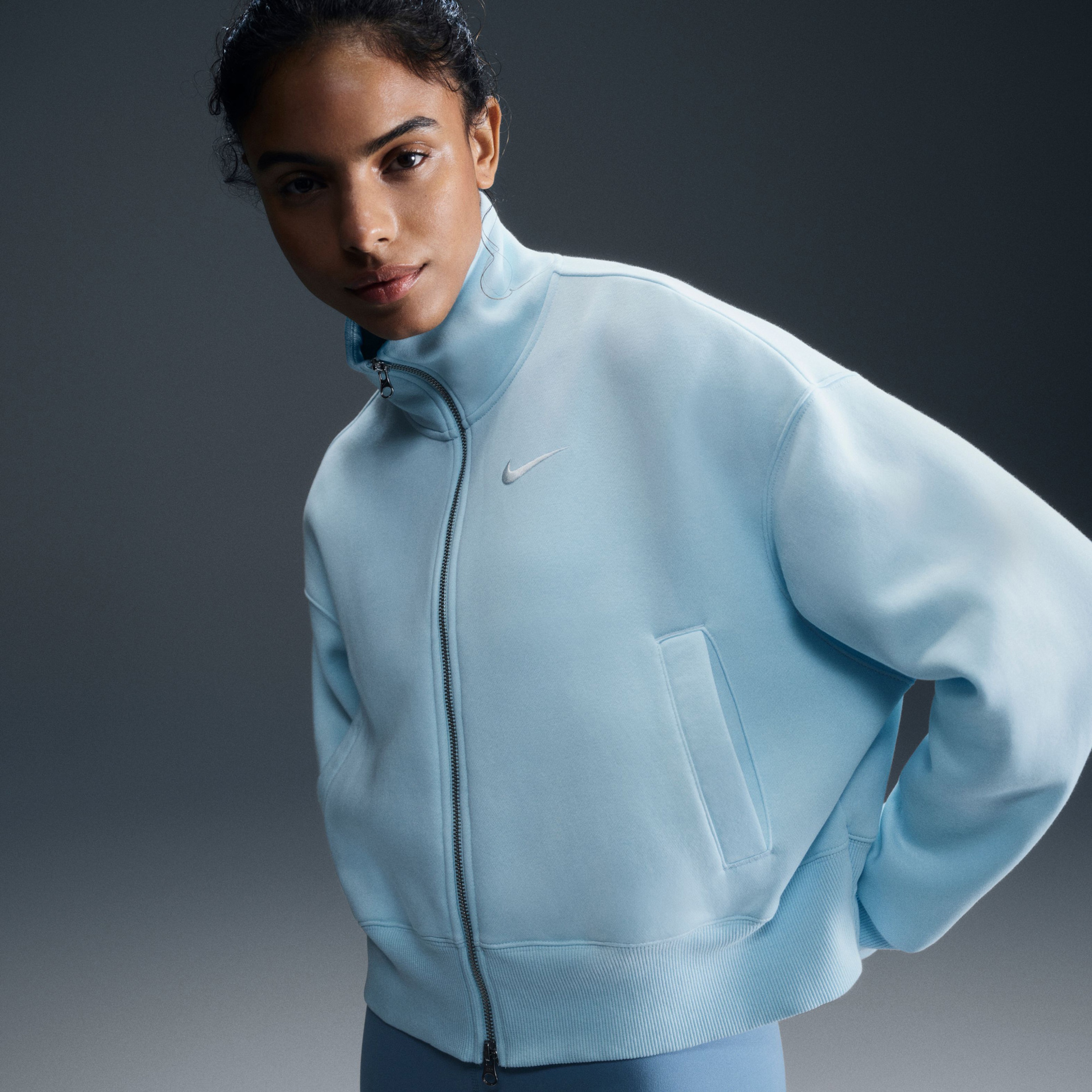 Nike Sportswear Phoenix Fleece Kadın Mavi Ceket