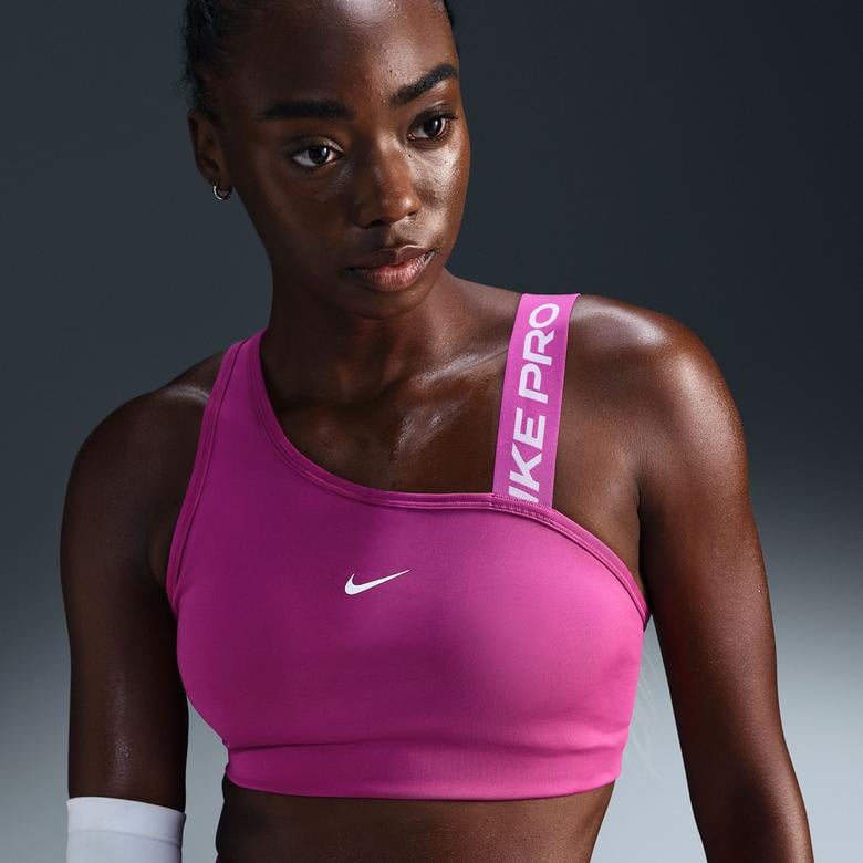 Nike Pro Swoosh Asimetrik Kadın Mor Bra