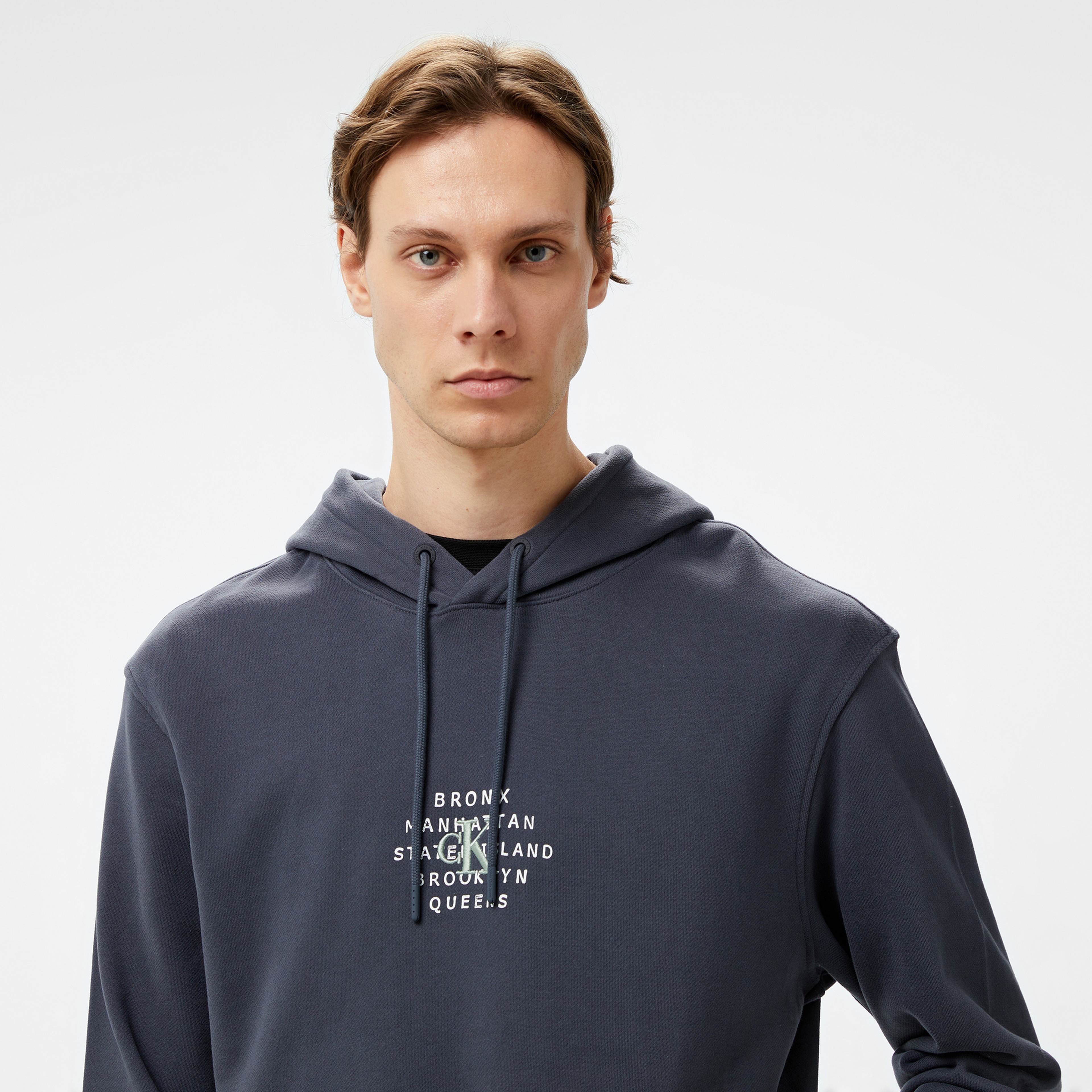 Calvin Klein Jeans Nyc Stamp Graphic Erkek Gri Hoodie