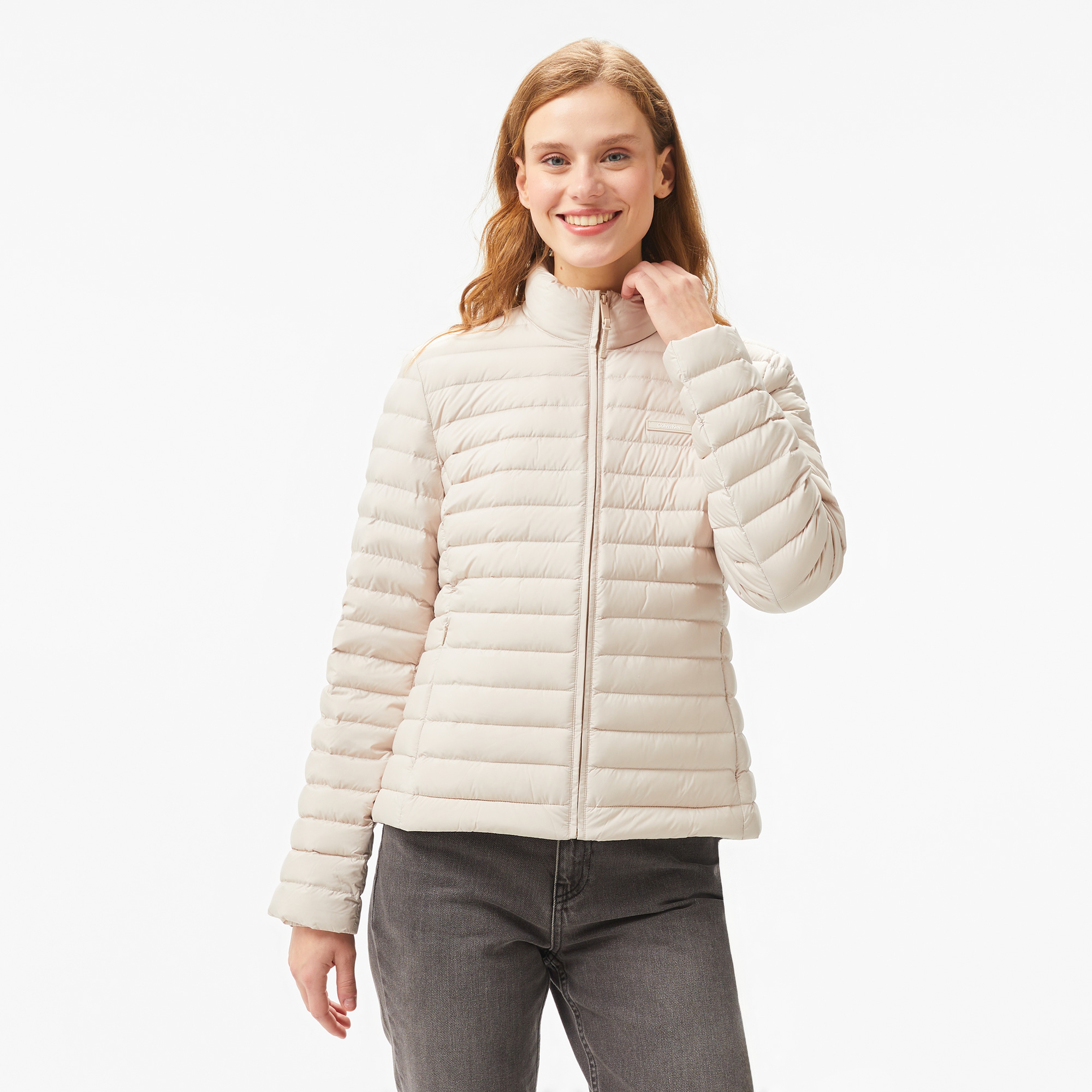 Calvin Klein Super Padded Packable Kadın Krem Ceket