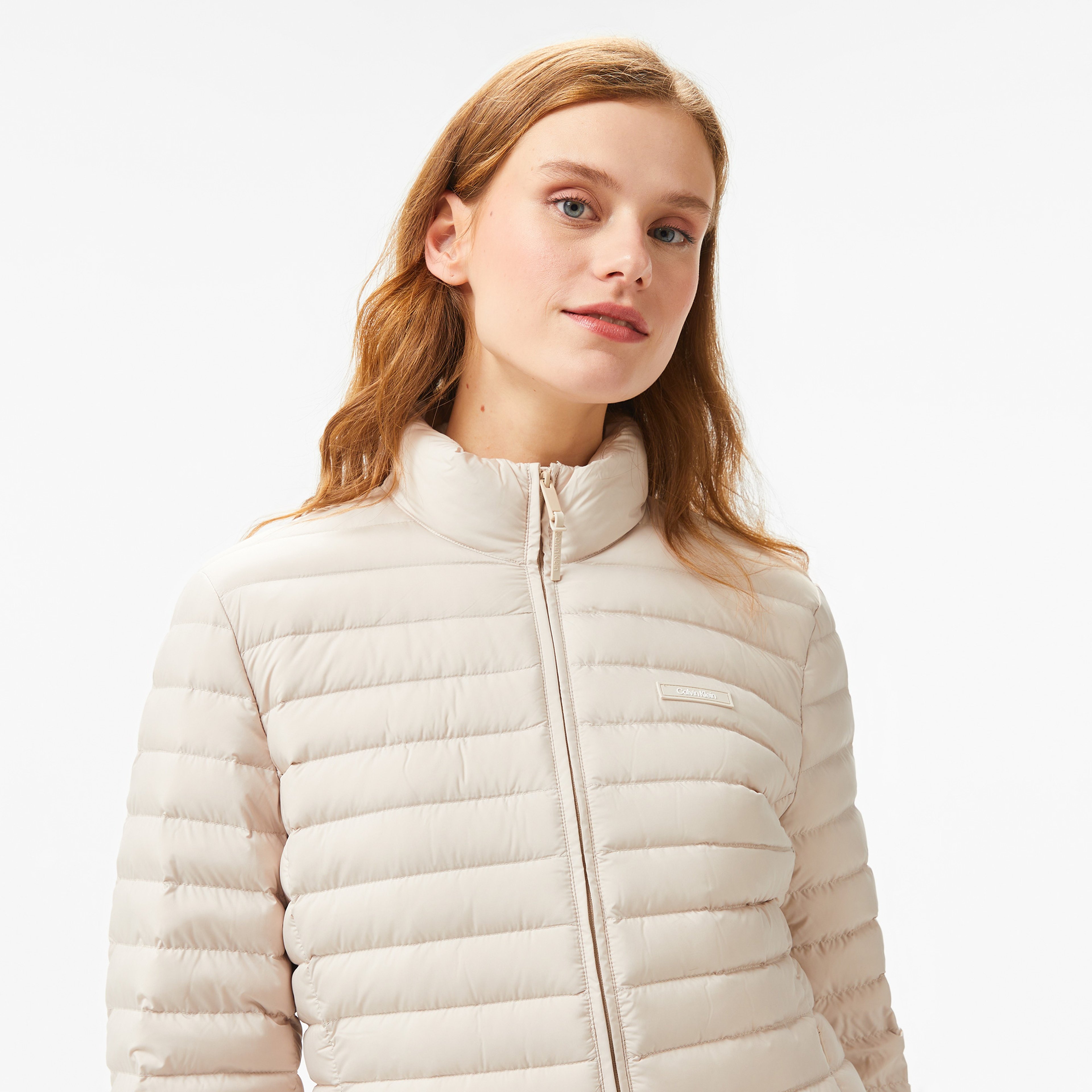 Calvin Klein Super Padded Packable Kadın Krem Ceket