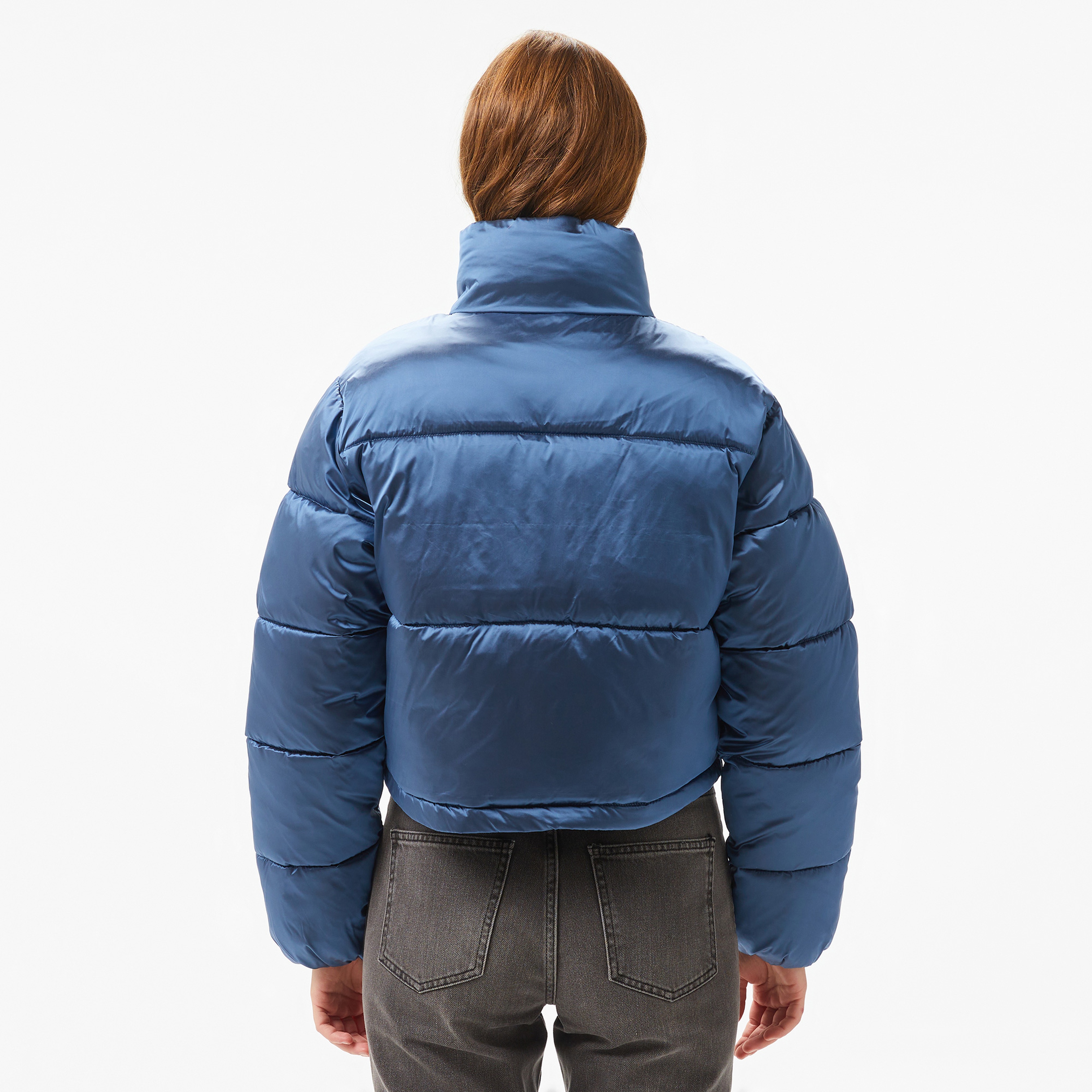 Calvin Klein Jeans Shiny Cropped Puffer Kadın Mavi Mont