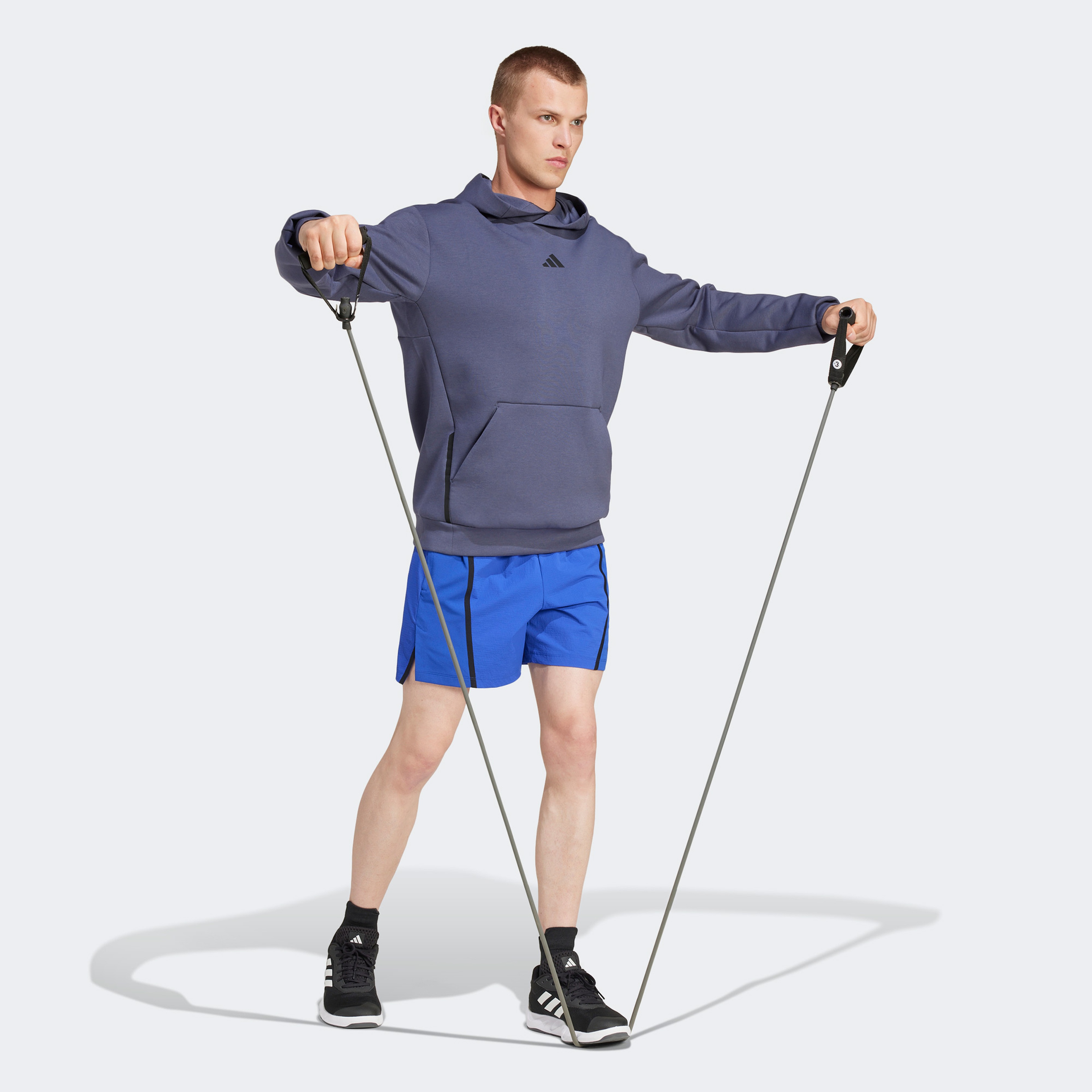 adidas Designed for Training Erkek Mavi Hoodie