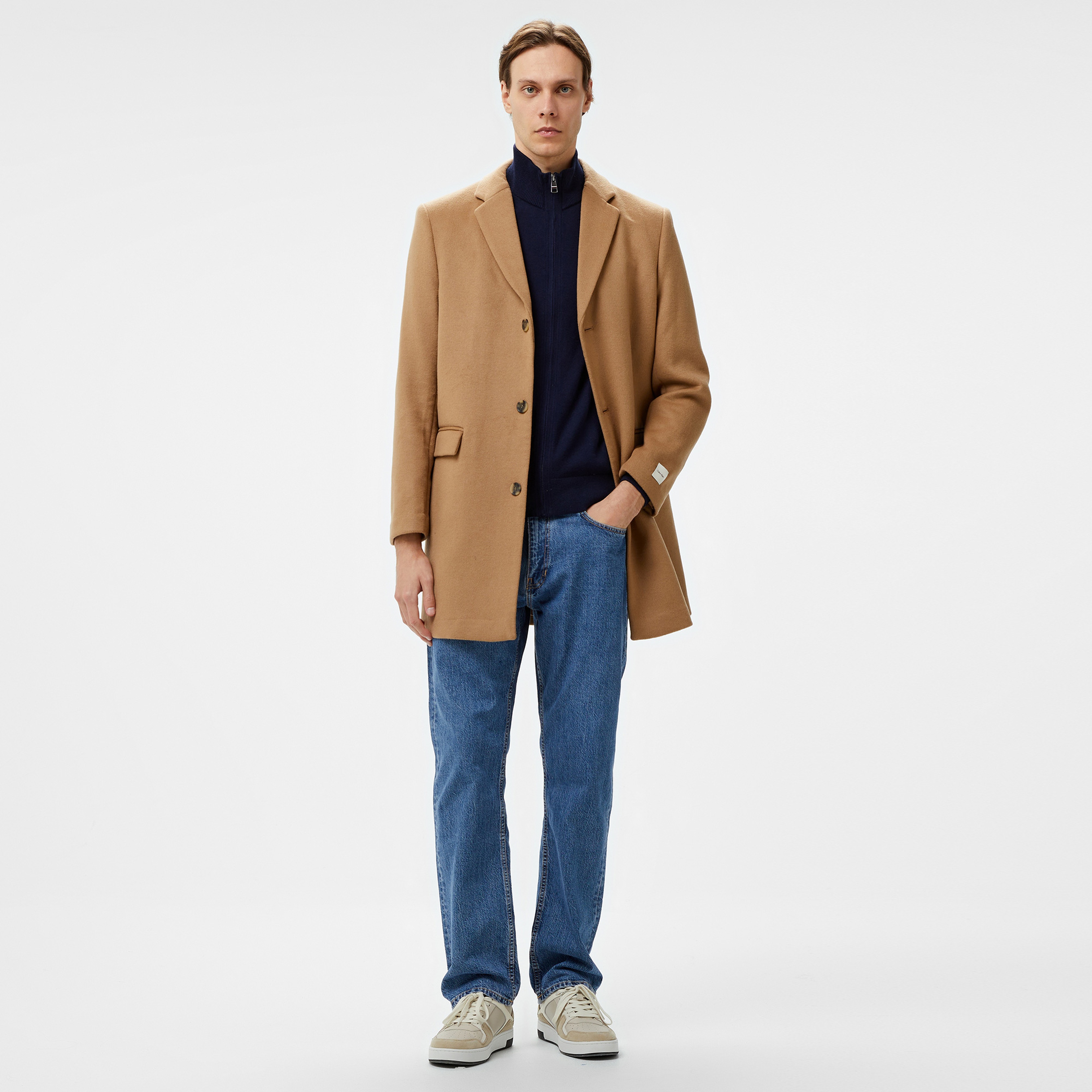 Calvin Klein Fine Wool Blend Erkek Haki Kaban