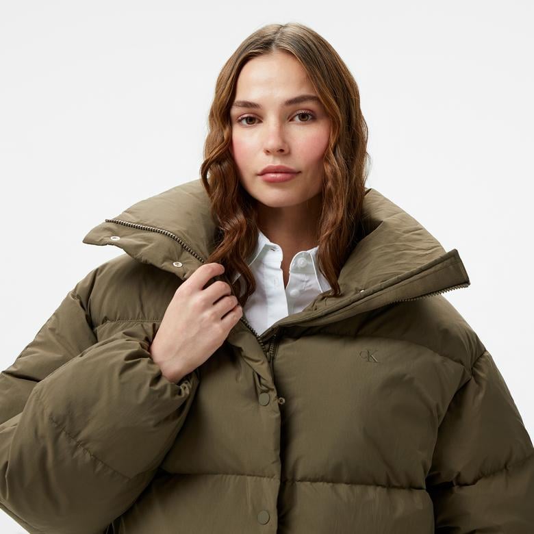 Calvin Klein Jeans Relaxed Puffer Kadın Kahverengi Mont