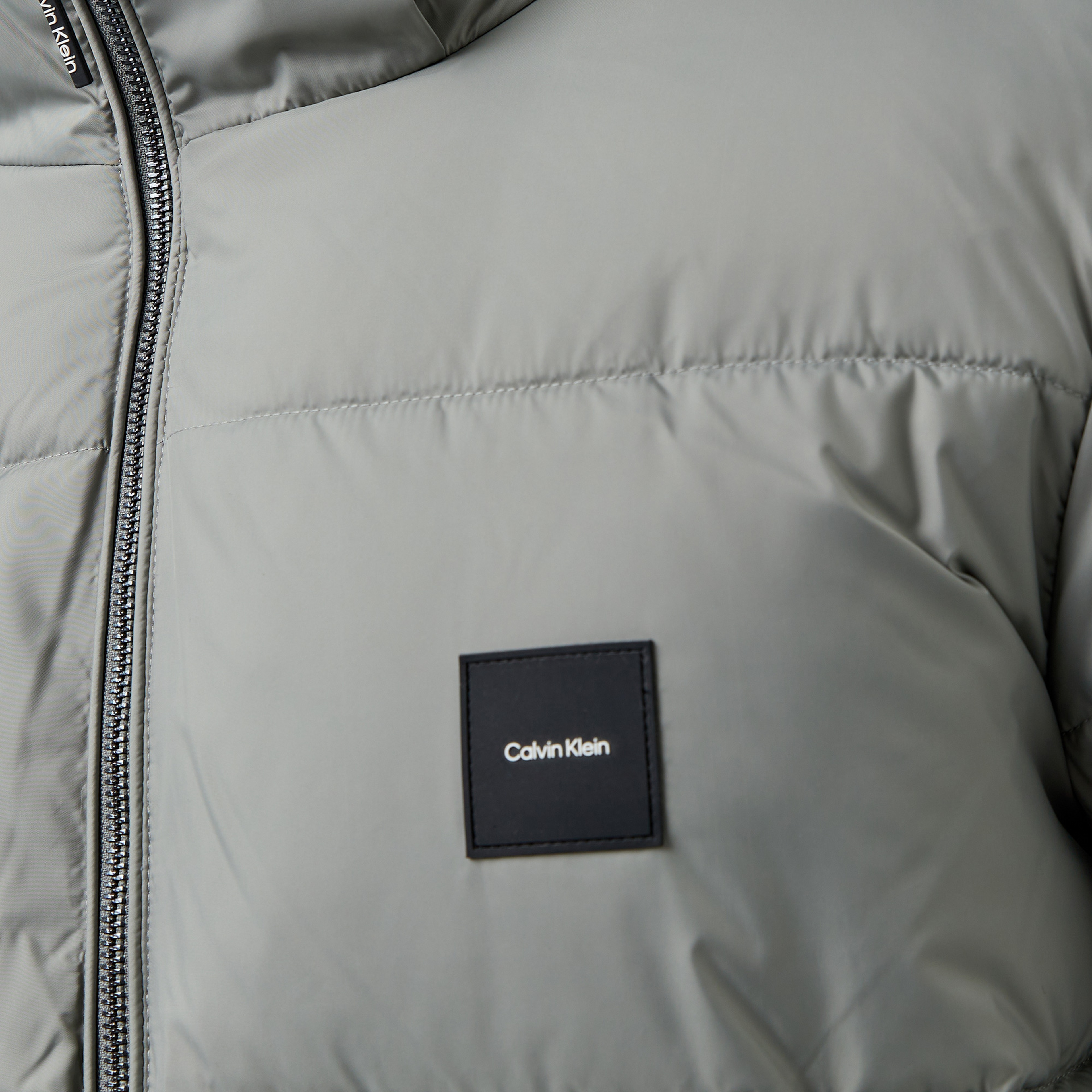 Calvin Klein Hooded Quilt Puffer Erkek Gri Mont