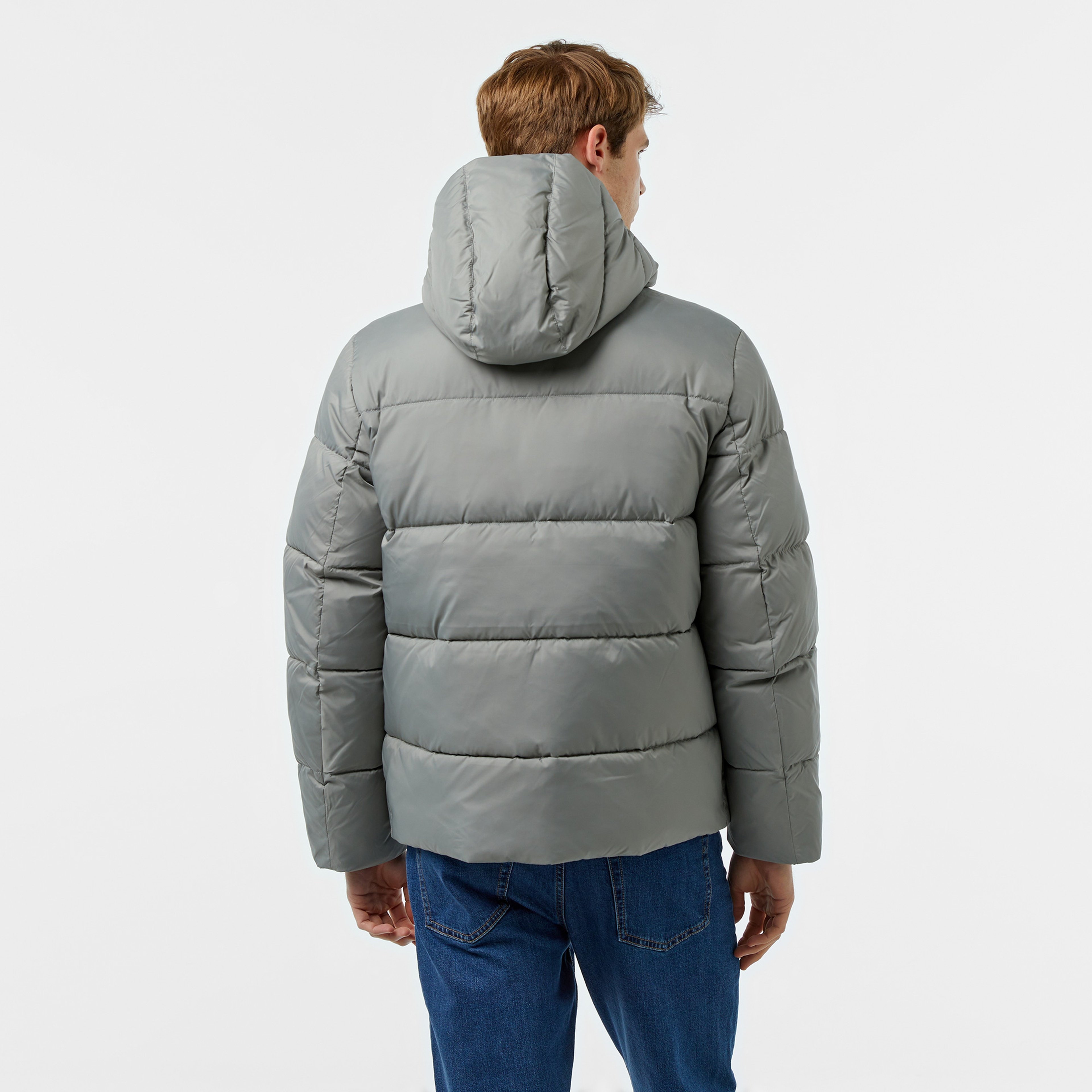 Calvin Klein Hooded Quilt Puffer Erkek Gri Mont