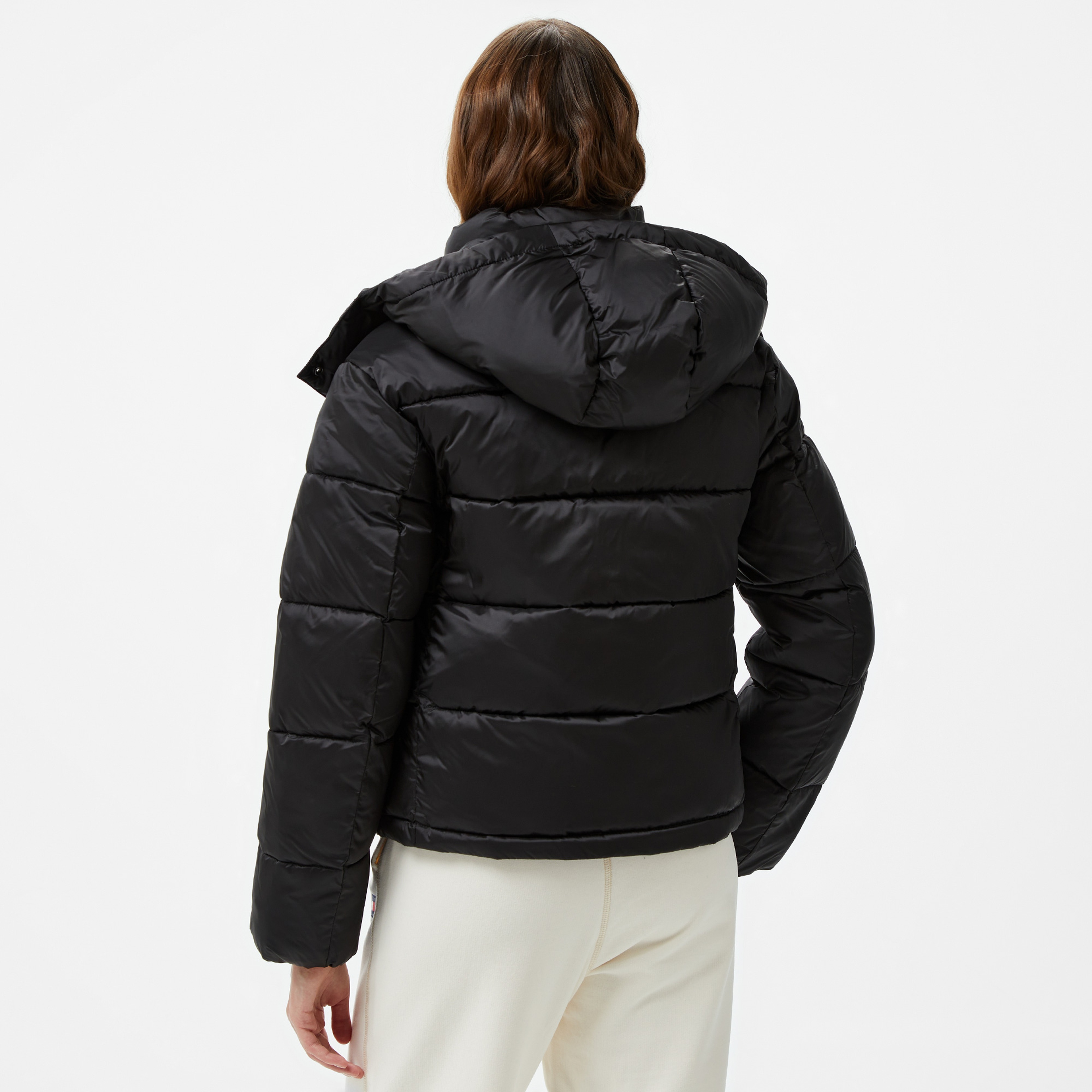 Calvin Klein Jeans Shiny Monologo Nd Short Puffer Kadın Siyah Mont