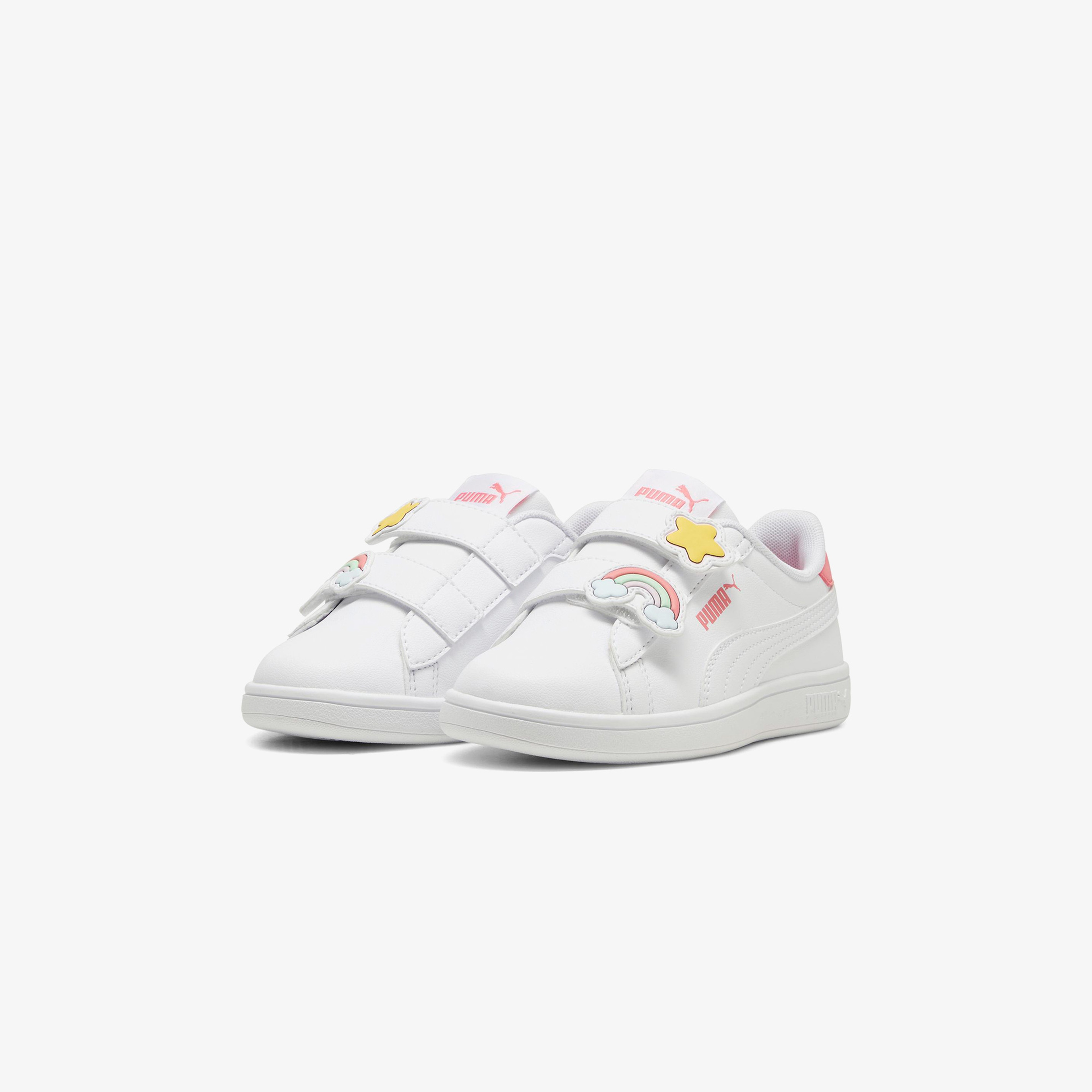 Puma Smash 3.0 Badges Çocuk Beyaz Spor Ayakkabı