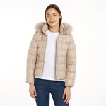 Tommy Hilfiger Gloss Down Tyra With Fur Kadın Bej Ceket