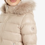 Tommy Hilfiger Gloss Down Tyra With Fur Kadın Bej Ceket