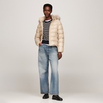 Tommy Hilfiger Gloss Down Tyra With Fur Kadın Bej Ceket