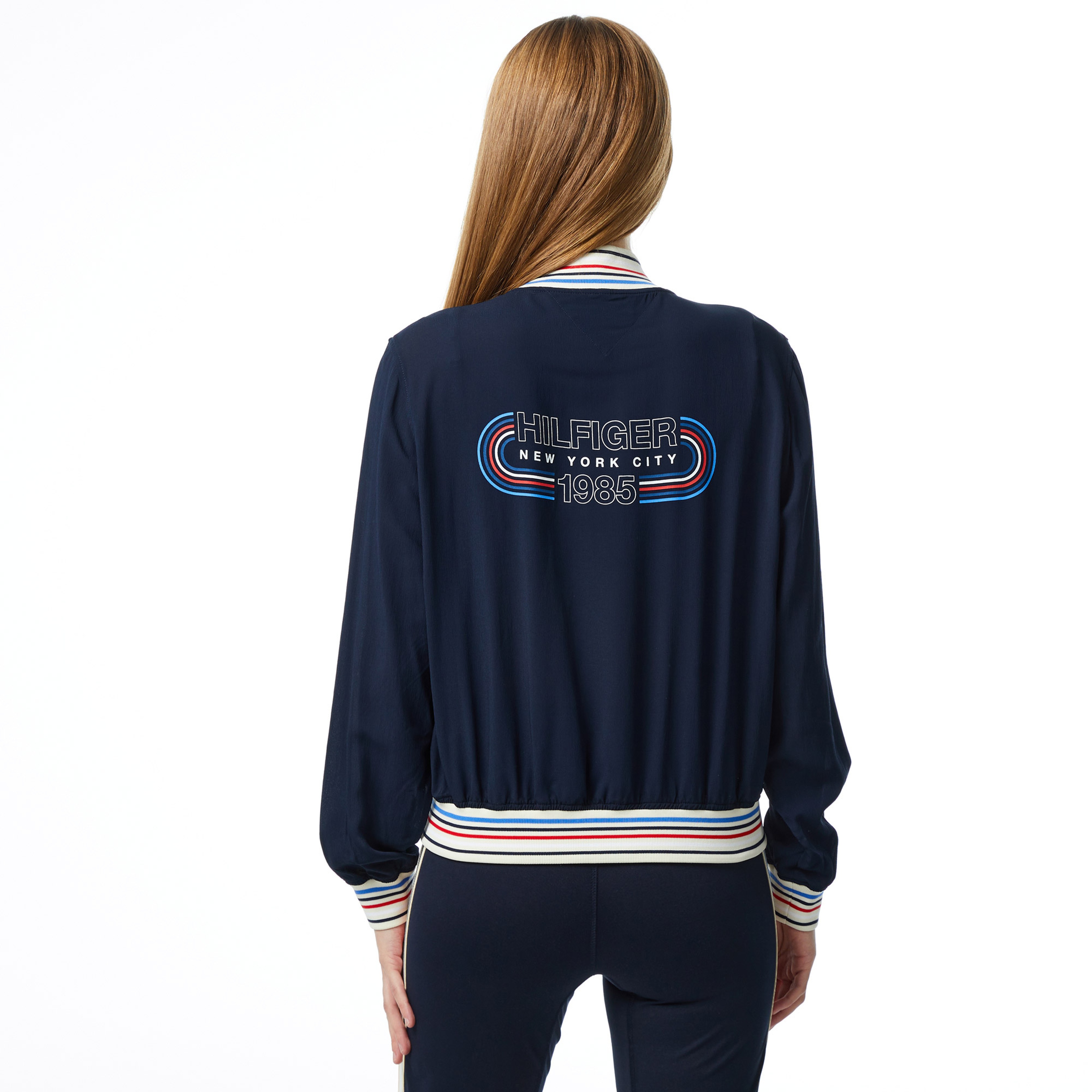 Tommy Hilfiger Rib Trim Zip Top Kadın Lacivert Ceket