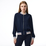 Tommy Hilfiger Rib Trim Zip Top Kadın Lacivert Ceket