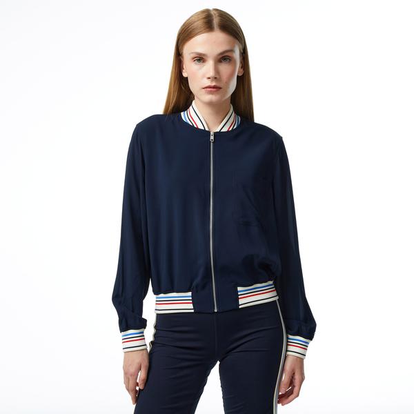 Tommy Hilfiger Rib Trim Zip Top Kadın Lacivert Ceket