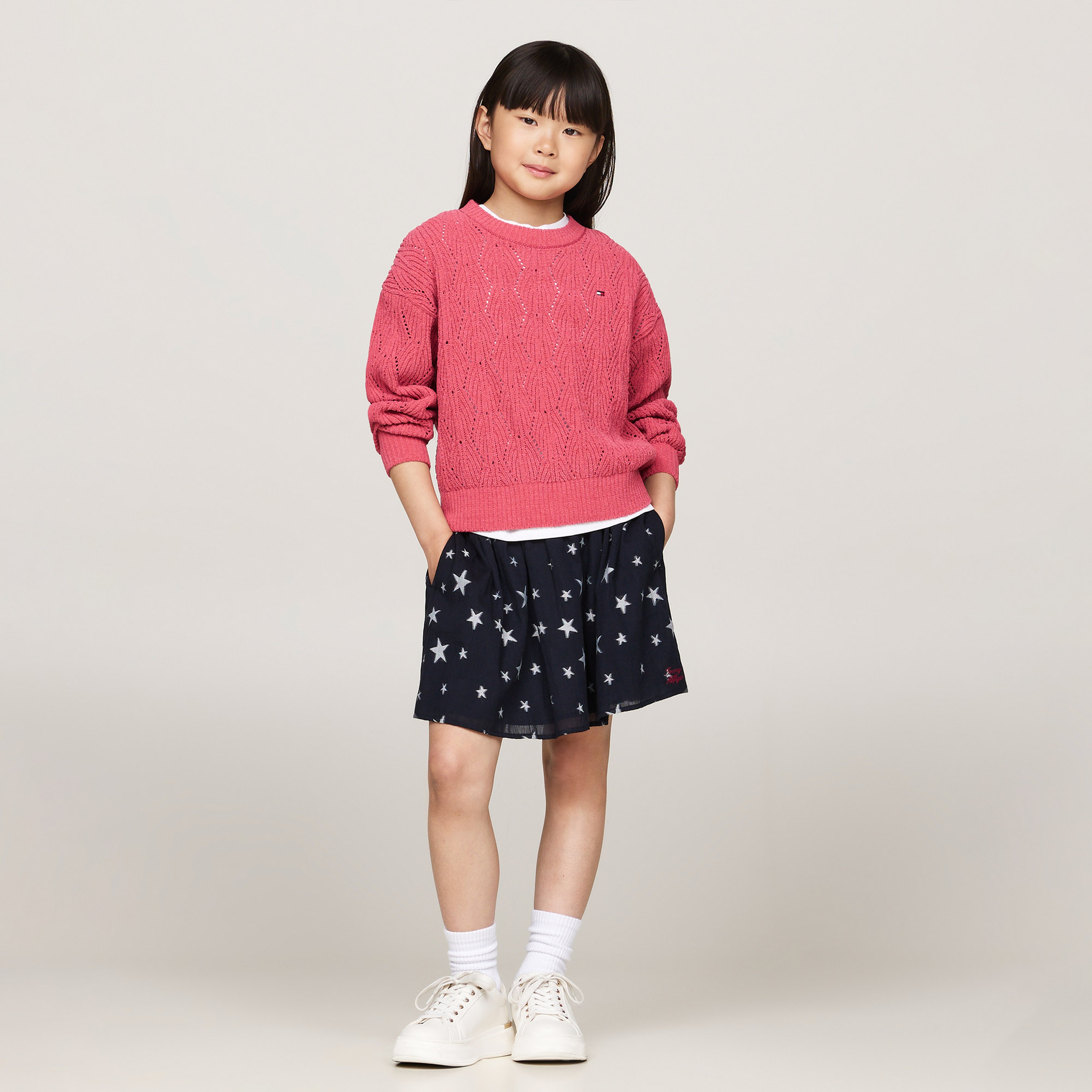 Tommy Hilfiger Chenılle Çocuk Pembe Kazak