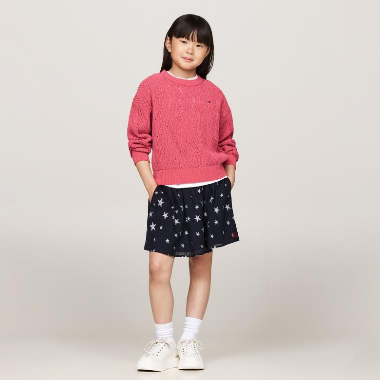 Tommy Hilfiger Chenılle Çocuk Pembe Kazak