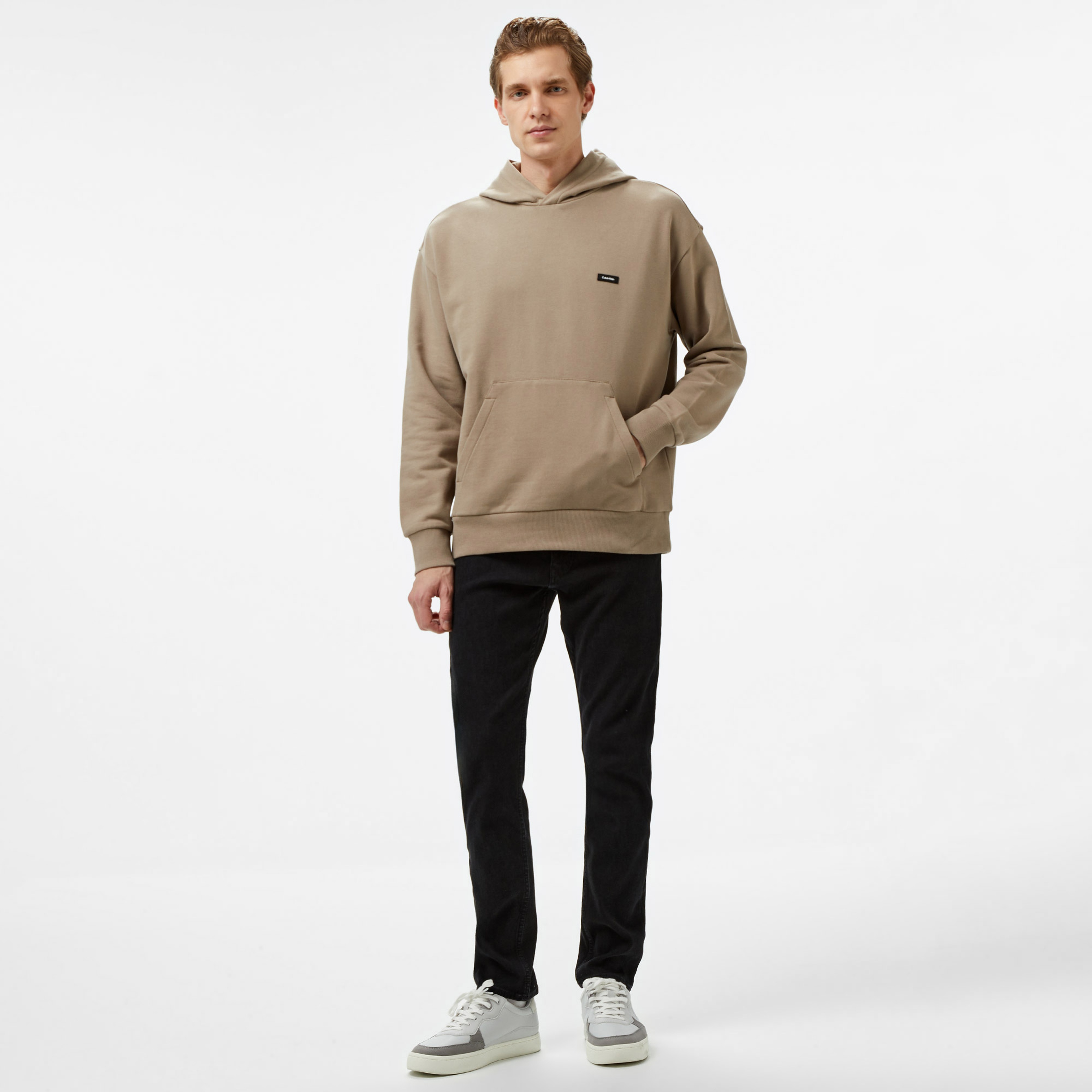Calvin Klein Cotton Comfort Erkek Bej Hoodie