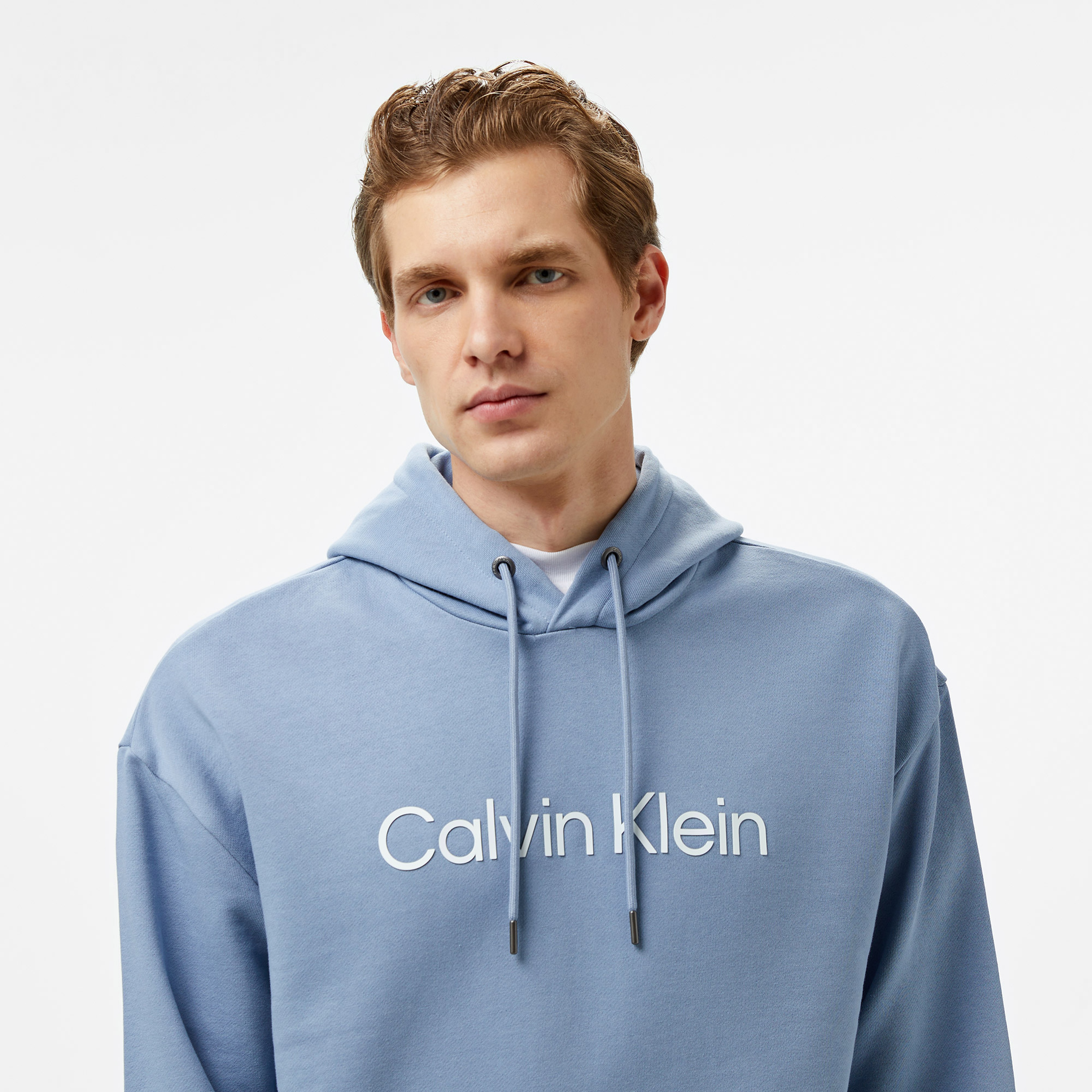 Calvin Klein Hero Logo Comfort Erkek Mavi Hoodie