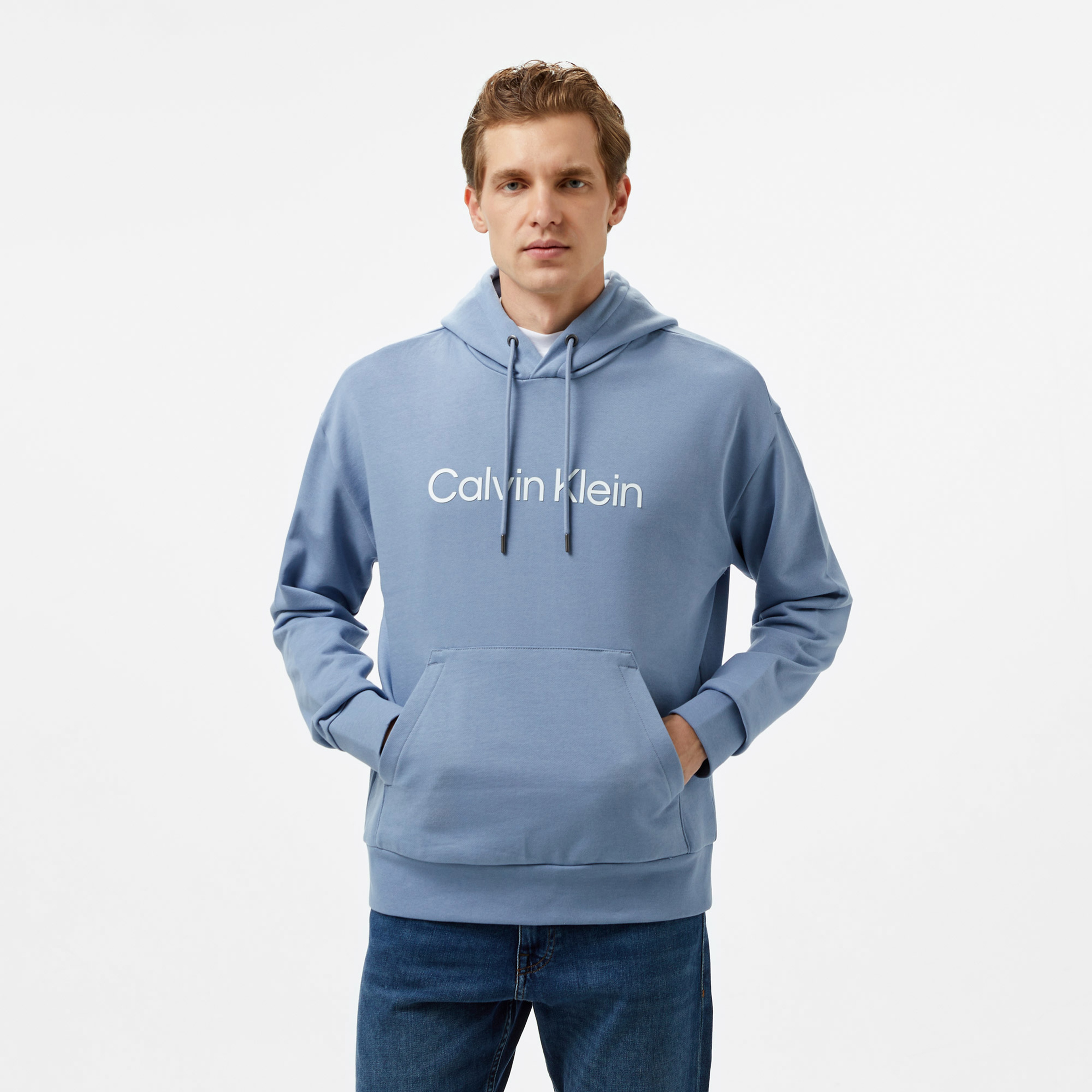 Calvin Klein Hero Logo Comfort Erkek Mavi Hoodie