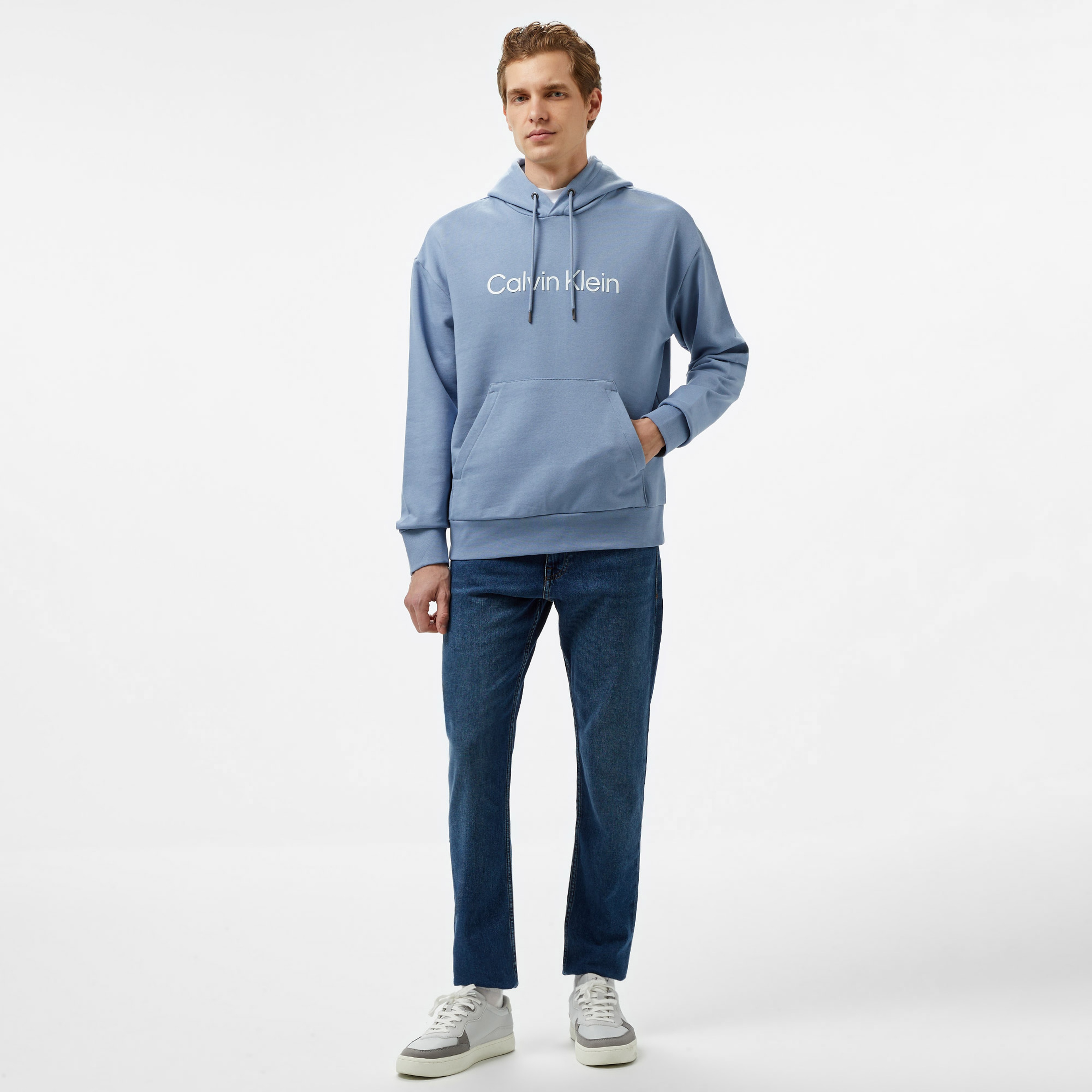 Calvin Klein Hero Logo Comfort Erkek Mavi Hoodie