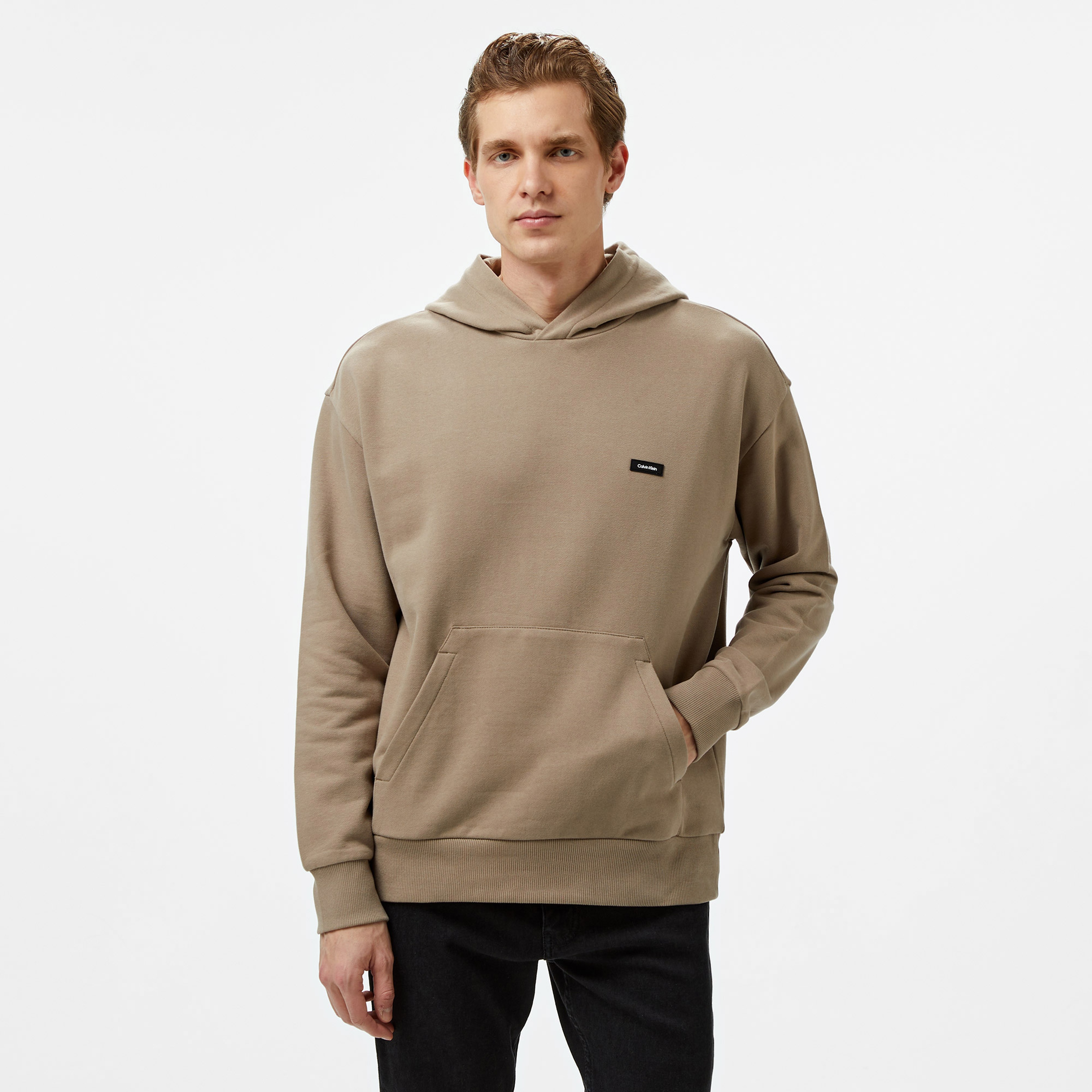 Calvin Klein Cotton Comfort Erkek Bej Hoodie