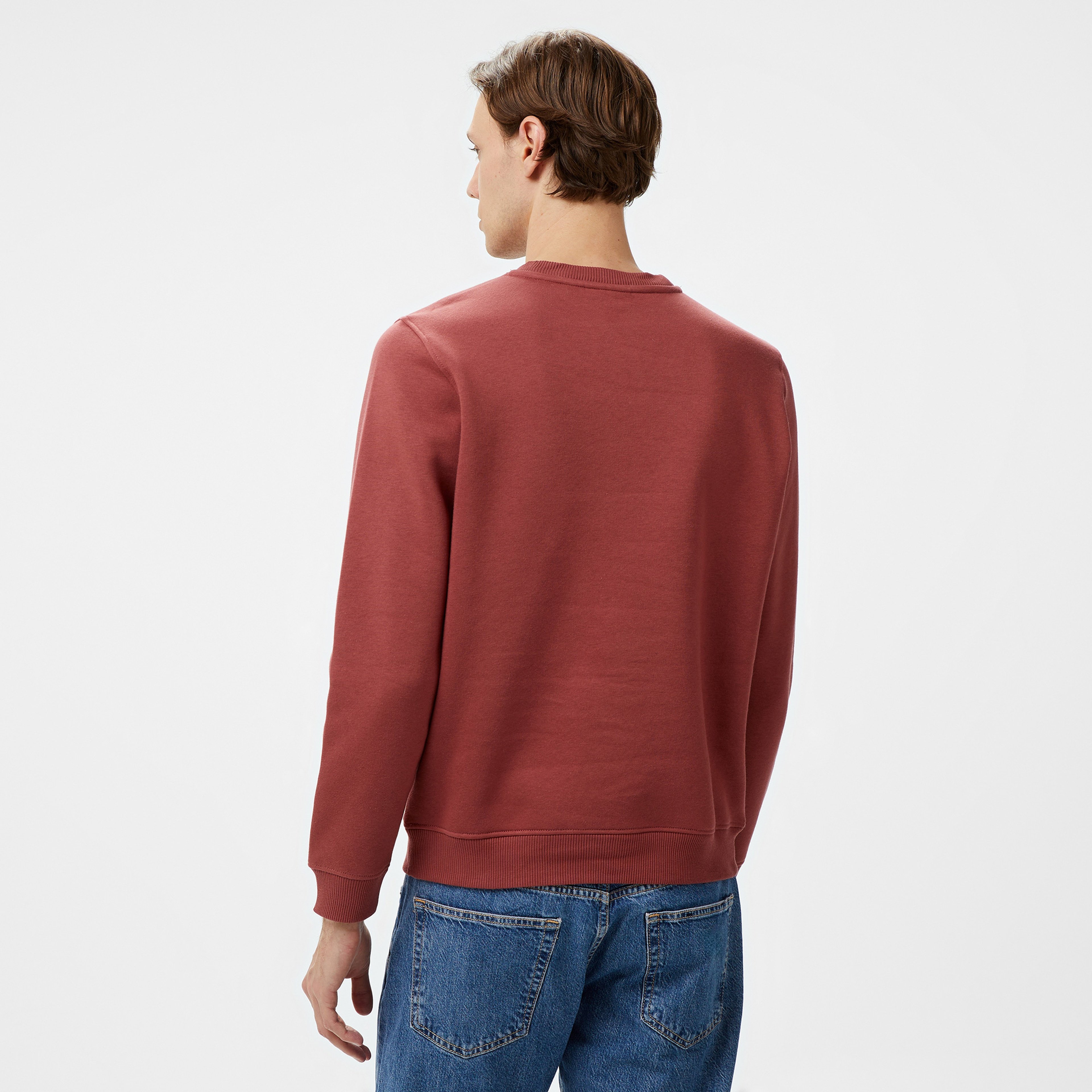 Calvin Klein Jeans Monologo Crew Neck Erkek Bordo Sweatshirt