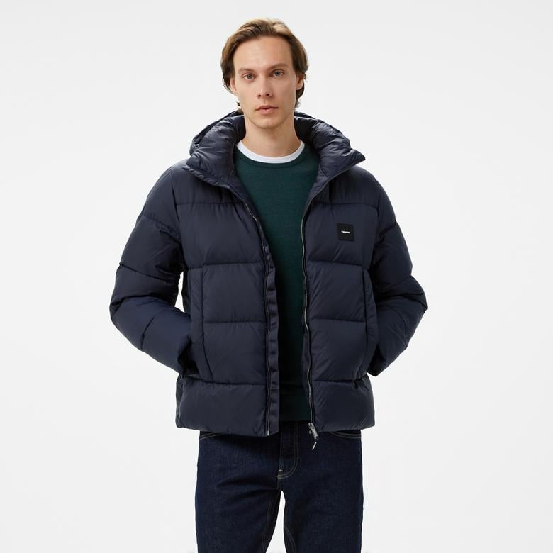Calvin Klein Hooded Quilt Puffer Erkek Lacivert Mont
