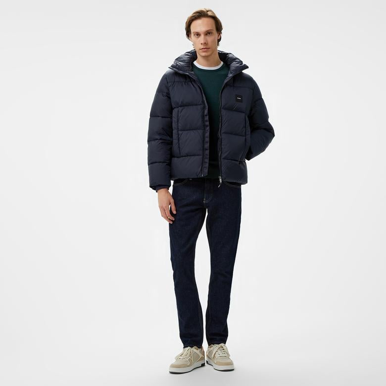 Calvin Klein Hooded Quilt Puffer Erkek Lacivert Mont