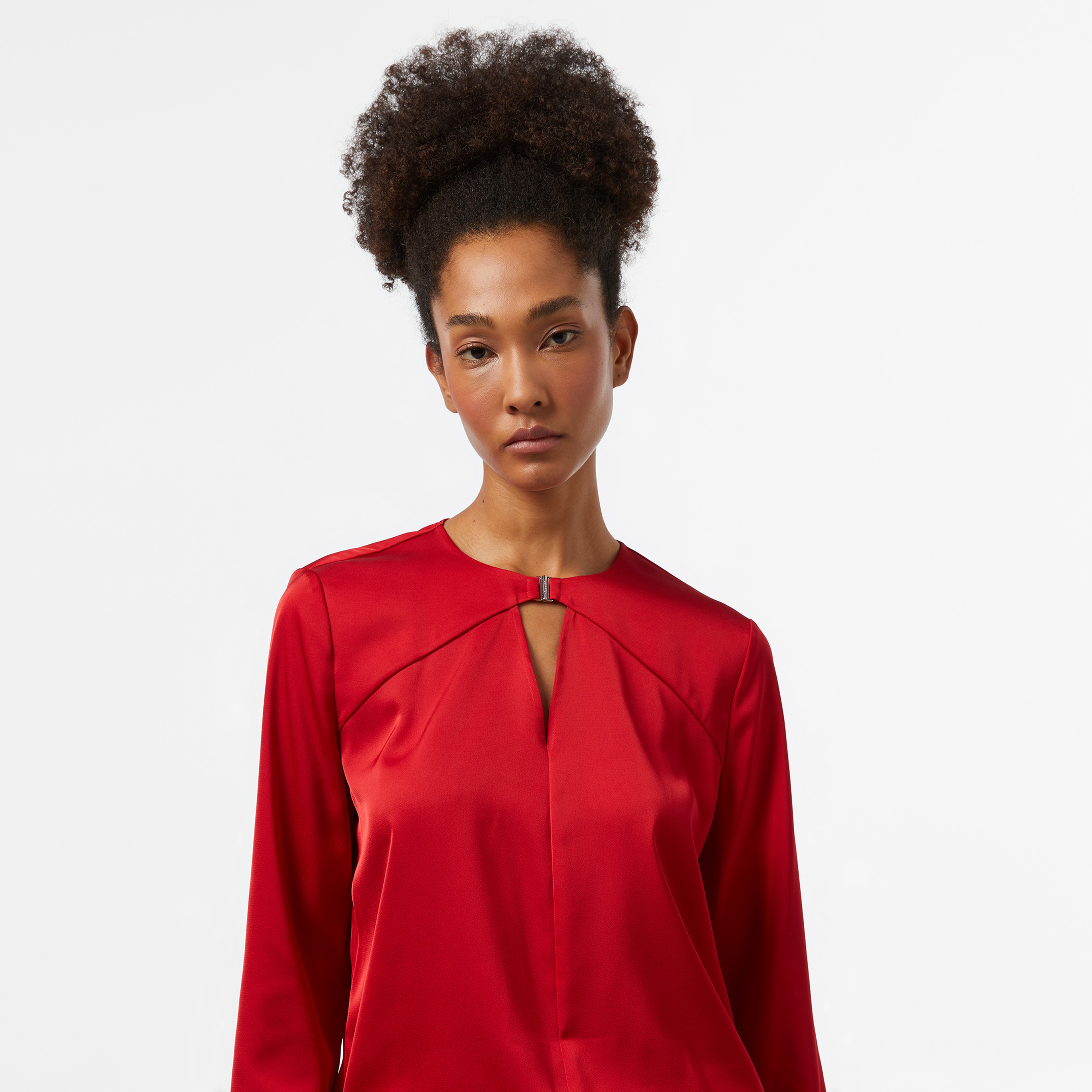 Calvin Klein Shiny Satin Blouse Kadın Kırmızı Bluz